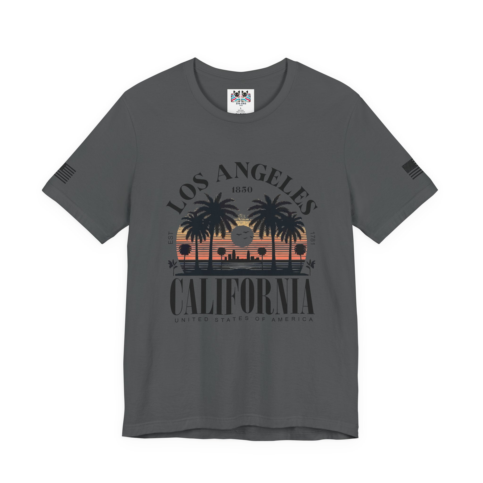 Los Angeles California Santa Monica Pier T-Shirt – Sunset Palm Tree Beach Graphic Tee