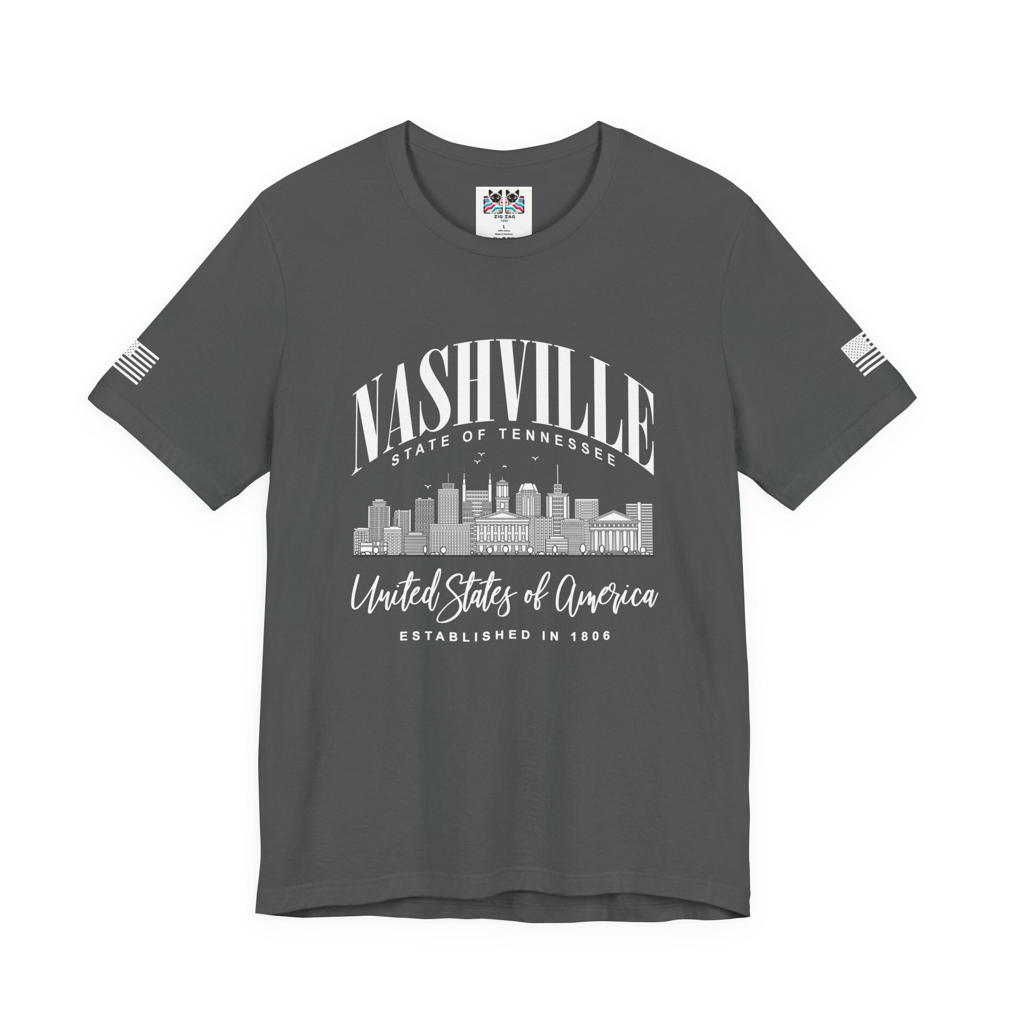 Nashville State of Tennessee T-Shirt – Arched Skyline United States of America Established 1806 Graphic Tee