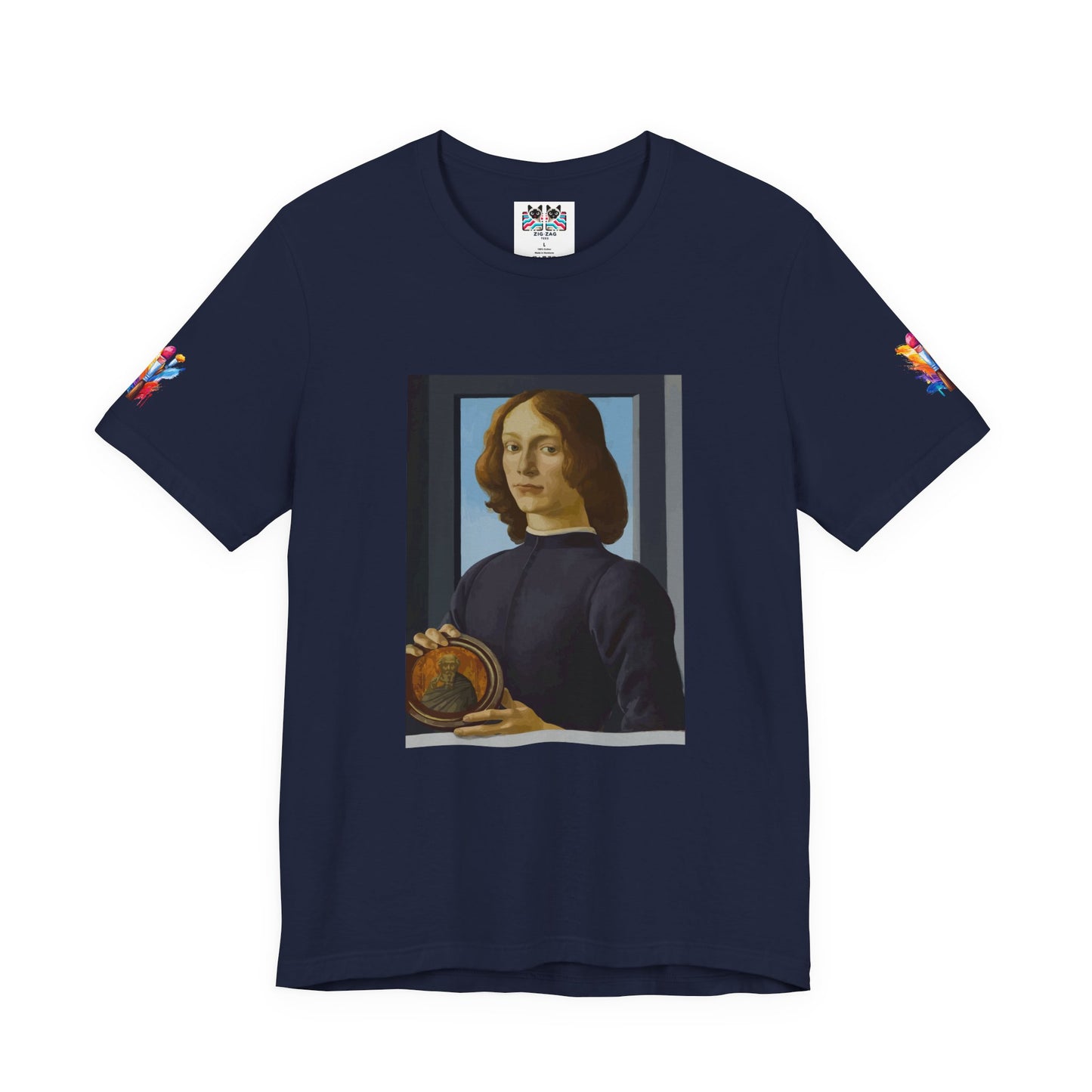 Renaissance Portrait Art T-Shirt – Italian Master Painting with Medallion Graphic Tee