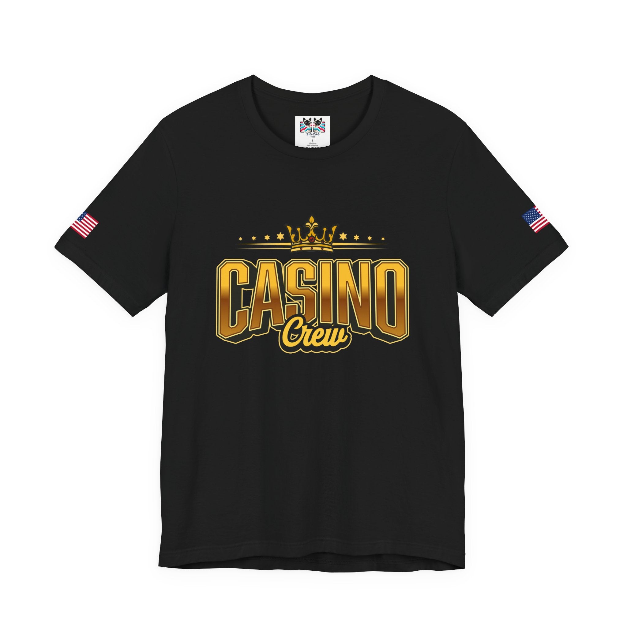 Casino Crew T-Shirt – Gold Crown Bold Typography Vegas Group Matching Tee