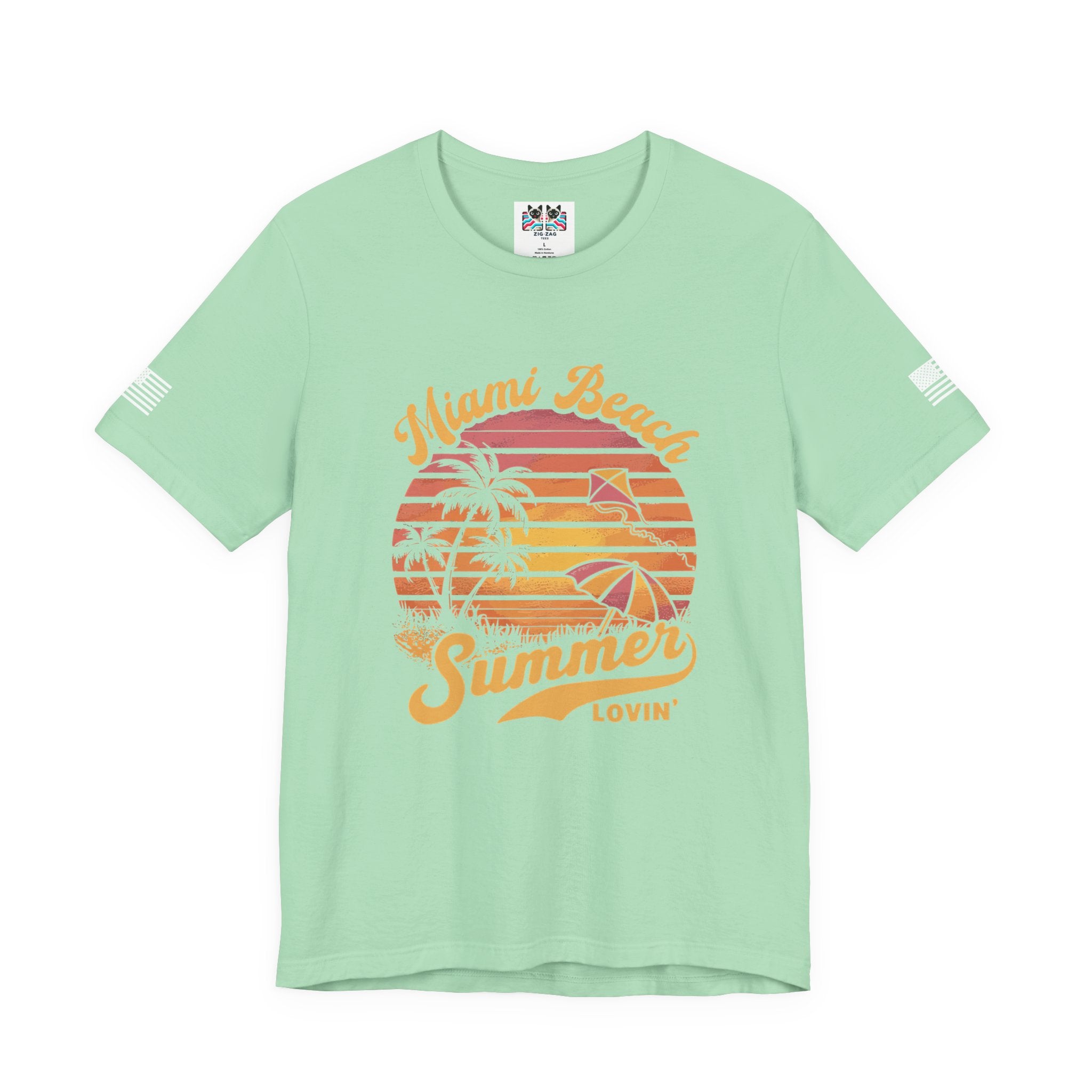 Miami Beach Summer Lovin' T-Shirt – Retro Sunset Kite Palm Tree Beach Graphic Tee