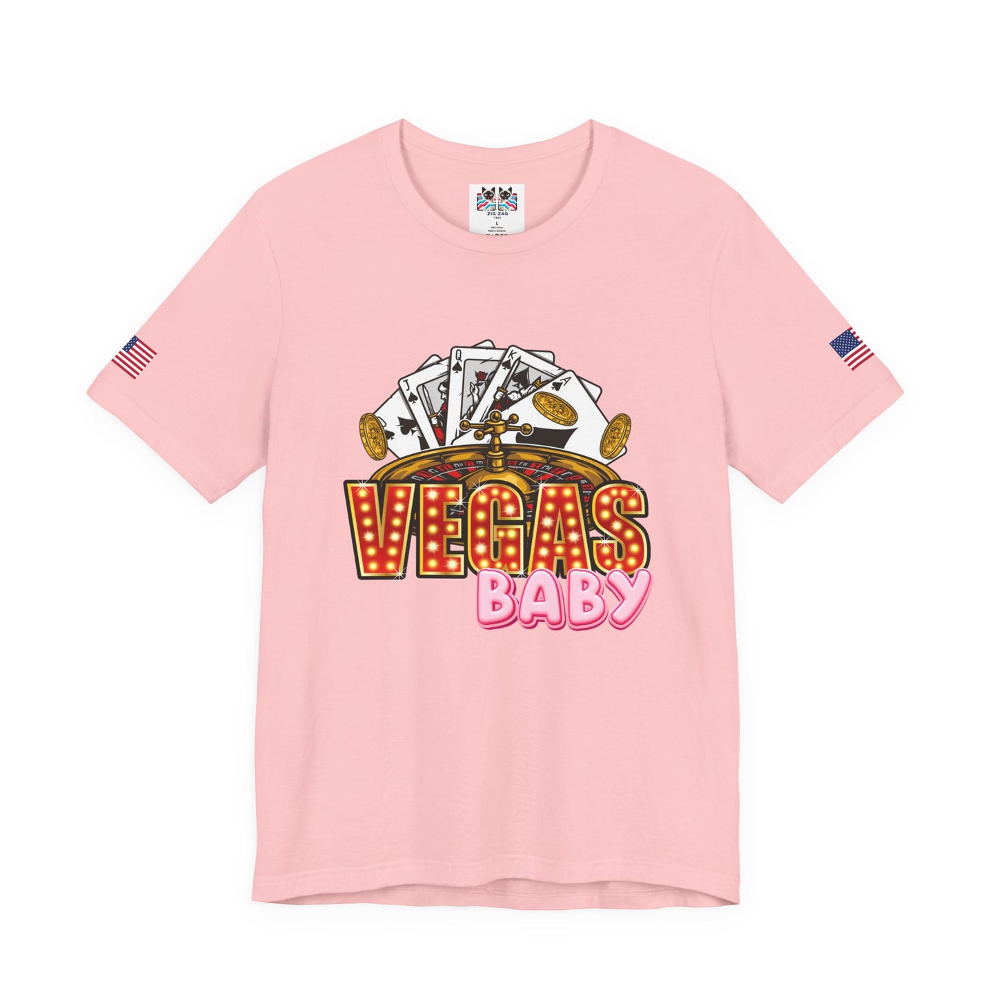Vegas Baby T-Shirt - Casino Gambling Cards Roulette Dice Poker Chips Design