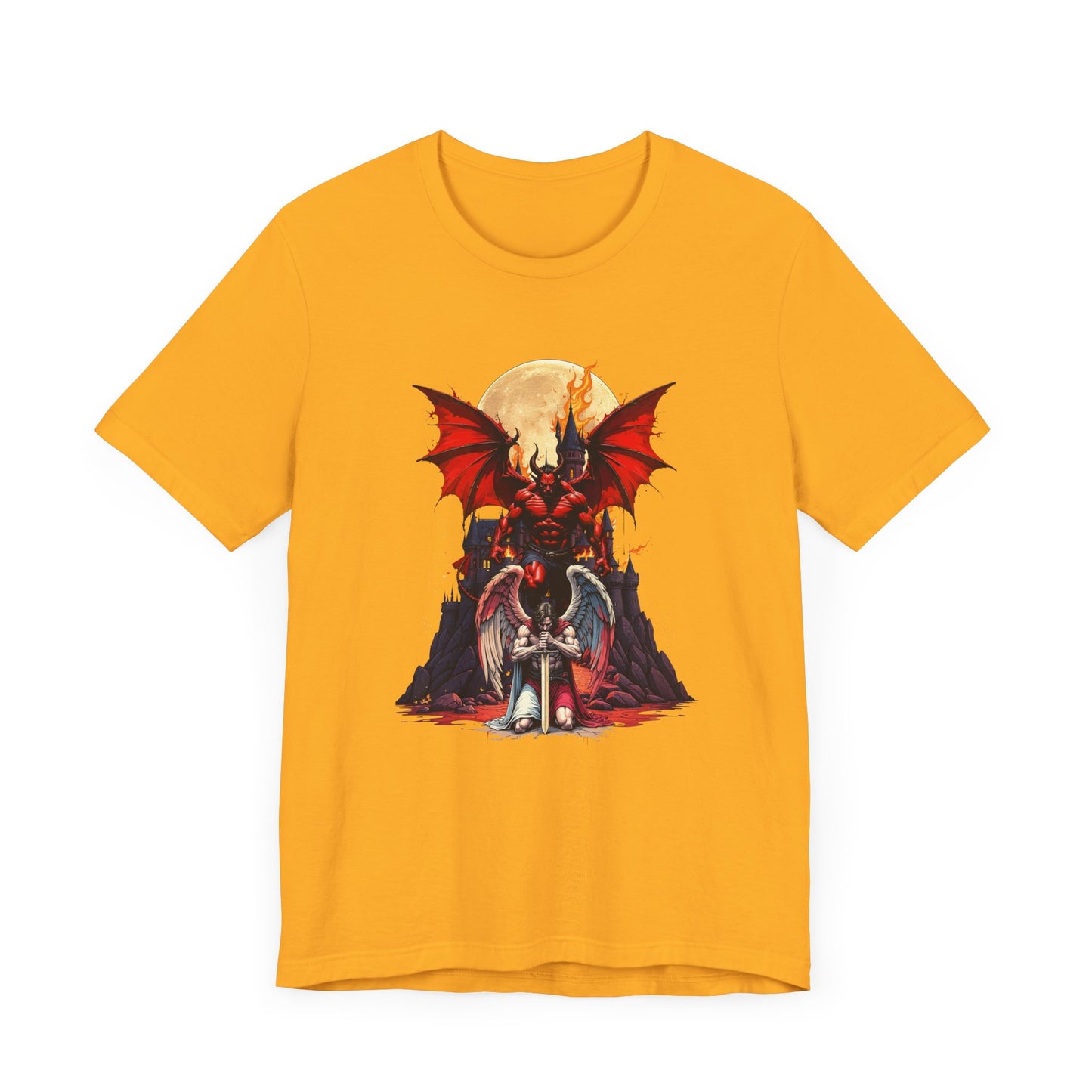 Beast Dominion – Floating Vampire Over Fallen Winged Fighter Graphic T-Shirt