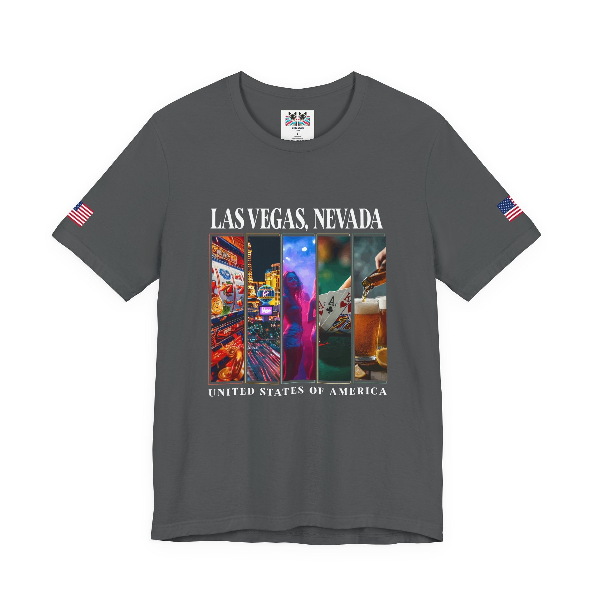 Las Vegas Nevada USA Photo Panel T-Shirt – Slots Strip Nightlife Poker Drinks Tee
