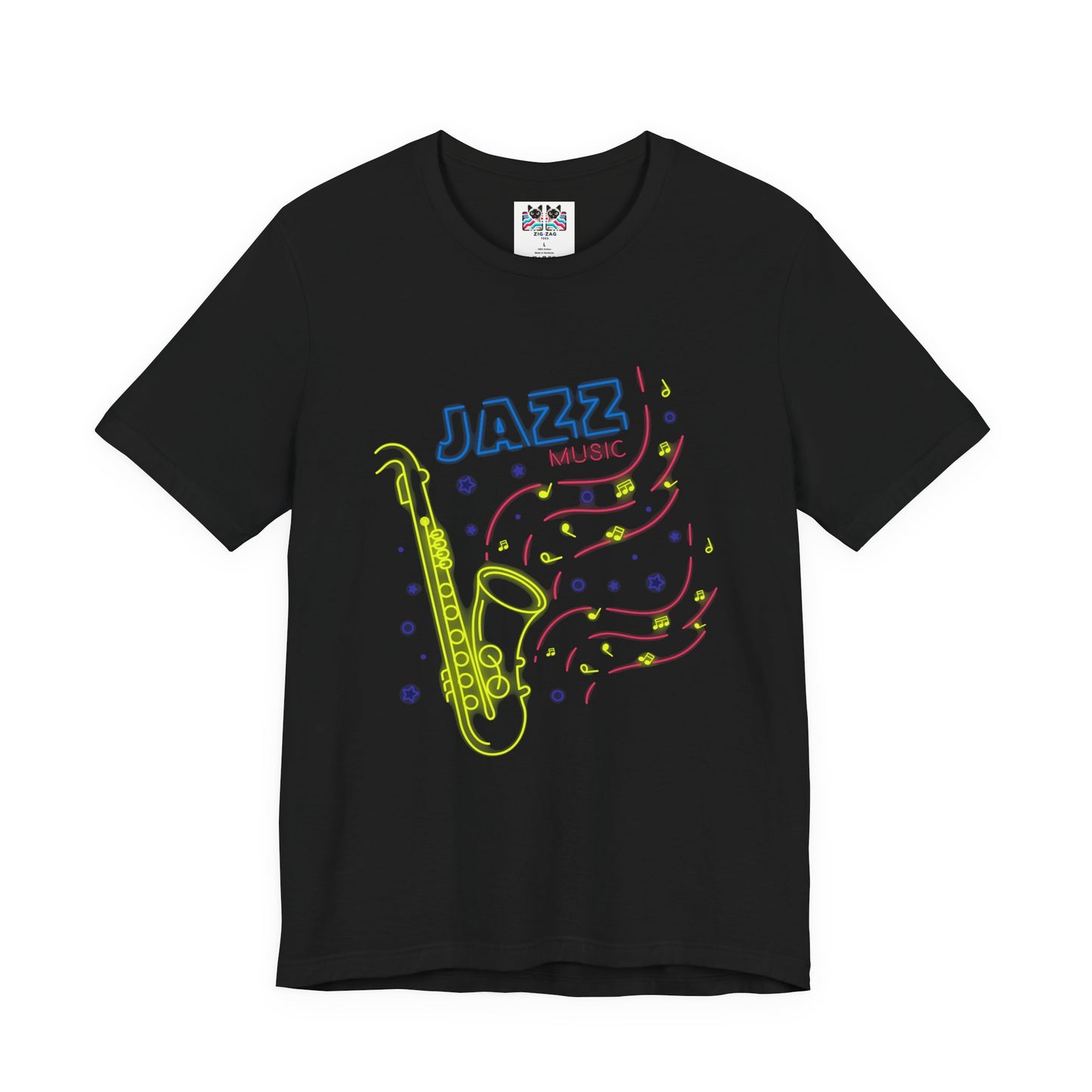 Neon Jazz Night Saxophone Music T-Shirt