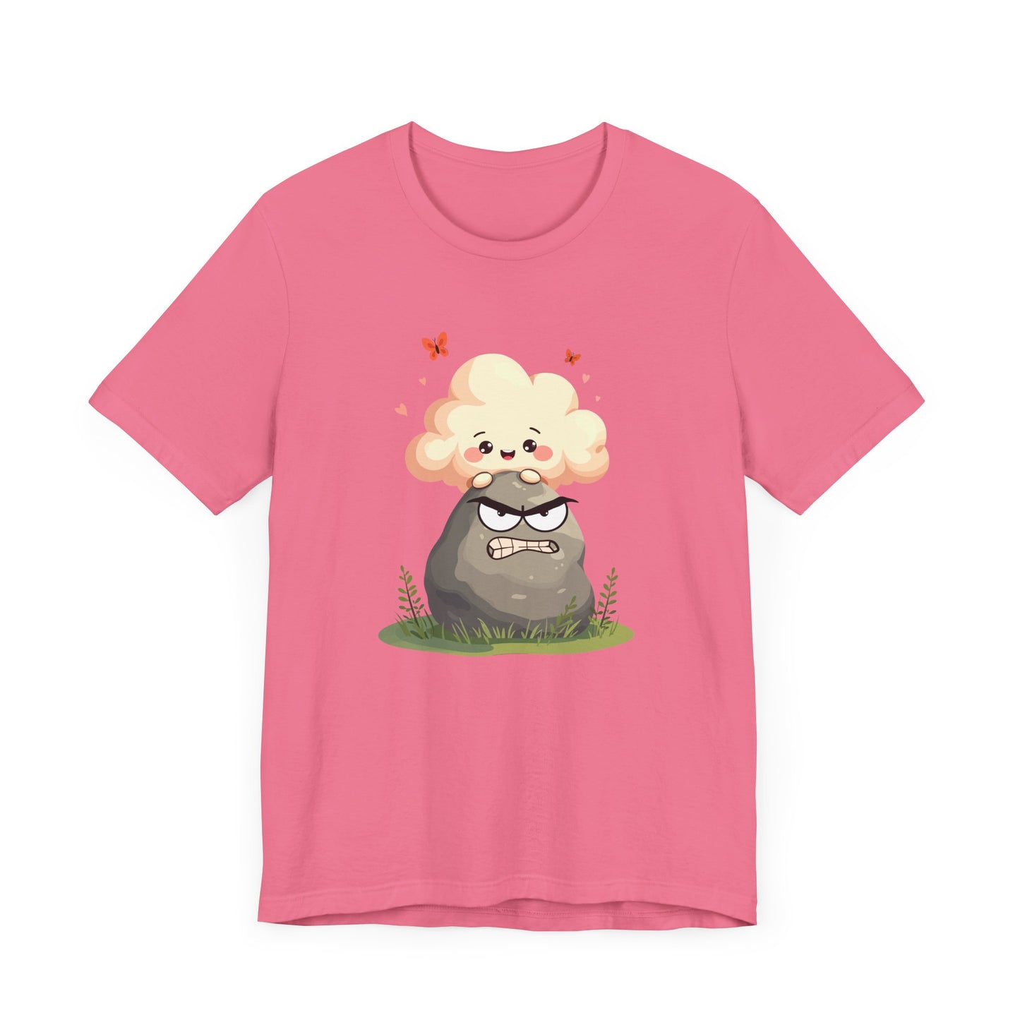 Soft but Solid - Smiling Cloud vs. Angry Rock – Playful Nature Face-Off Graphic T-Shirt