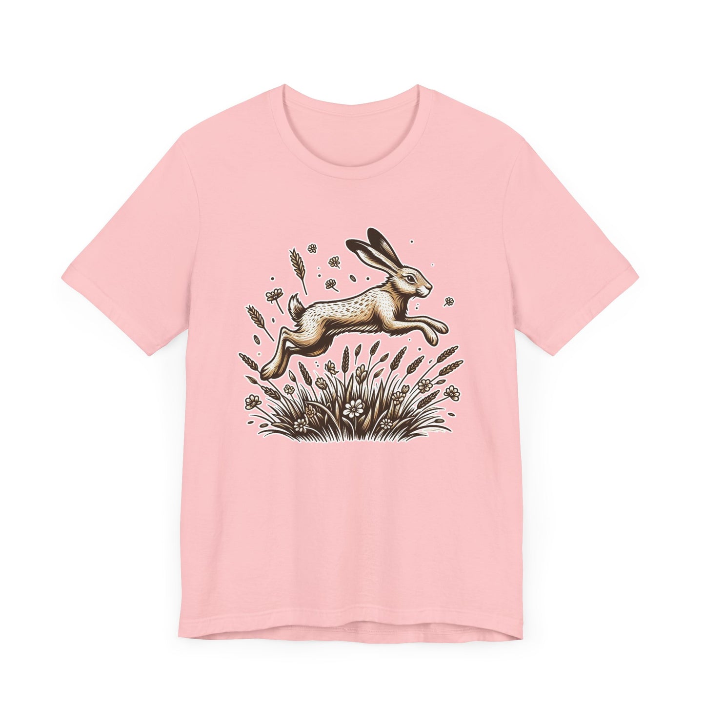 Leaping Lively Hare in Grain Field with Lush Grass Graphic T-Shirt