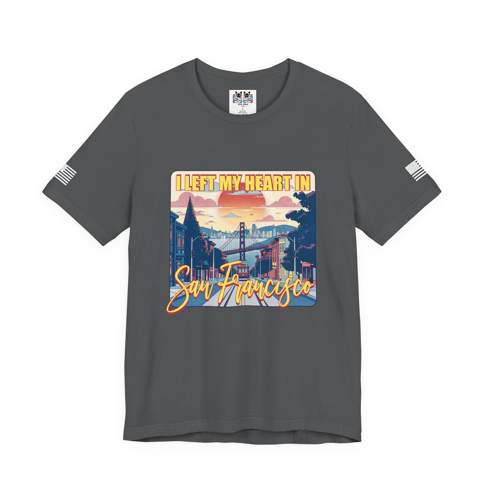 I Left My Heart in San Francisco T-Shirt – Retro Golden Gate Bridge & Cable Car Graphic Tee | SF Souvenir Shirt