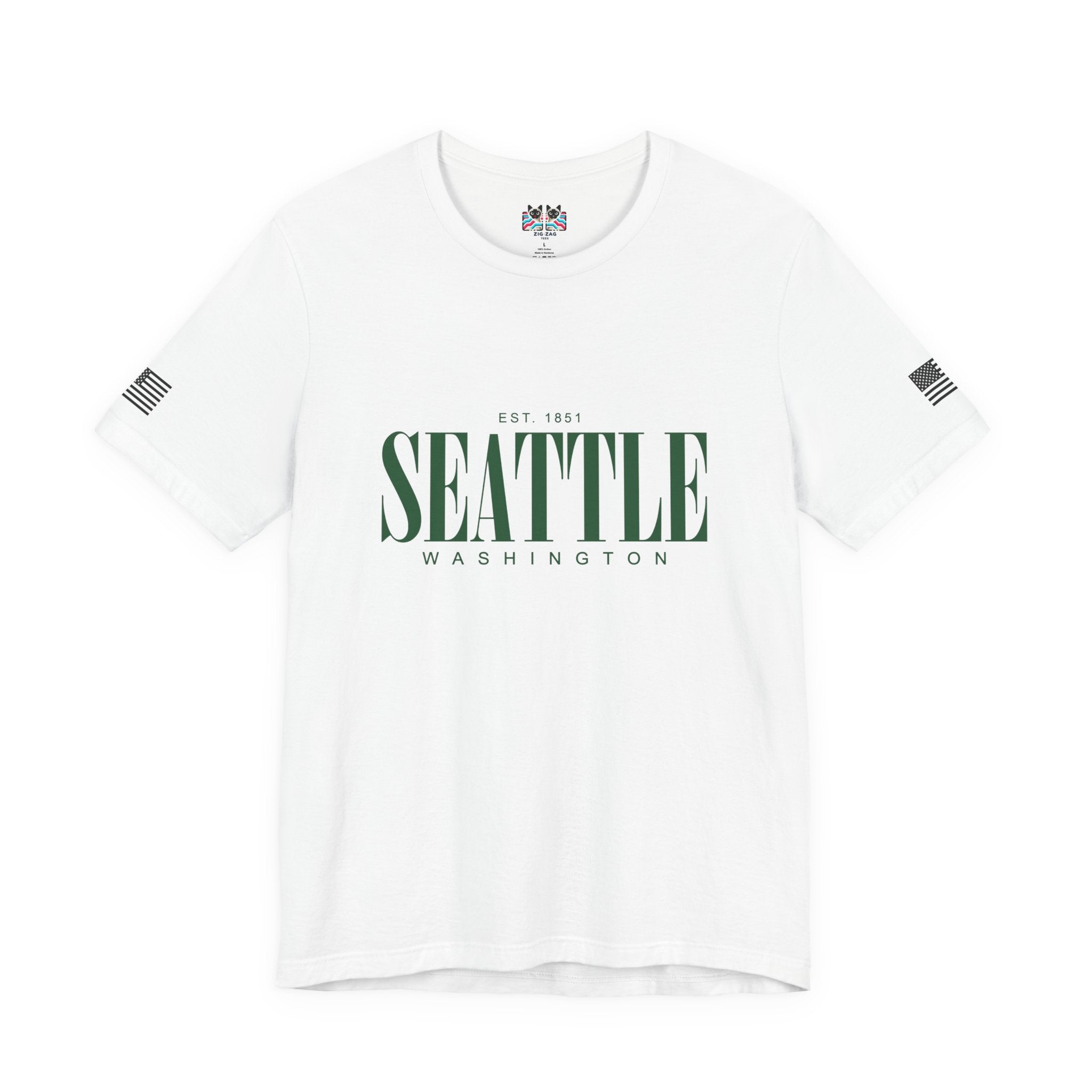 Seattle Washington EST 1851 Bold Serif Typography T-Shirt | Seattle Pride Tee | Minimalist Pacific Northwest Shirt