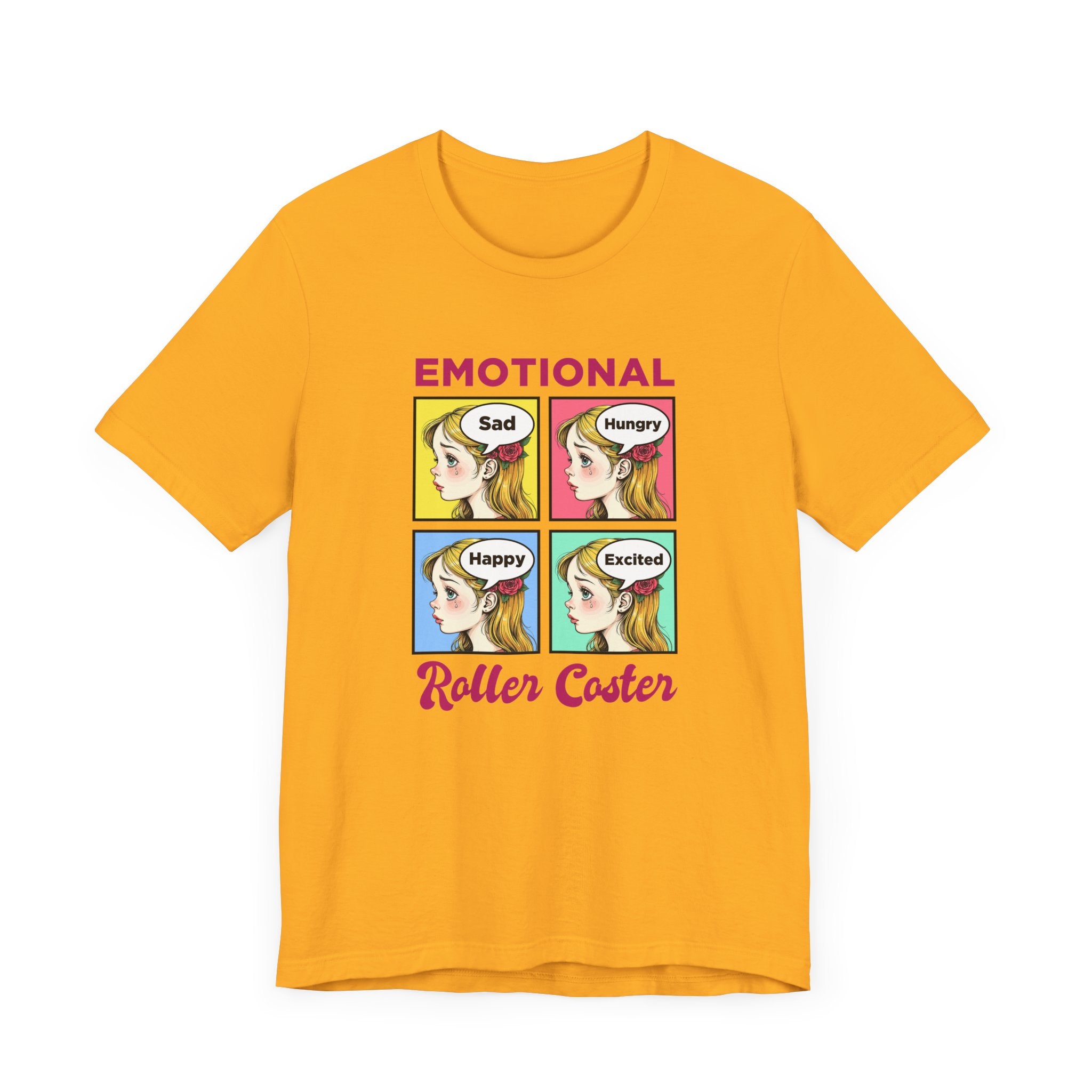 Emotional Roller Coaster – Four Faces, One Journey Graphic T-Shirt