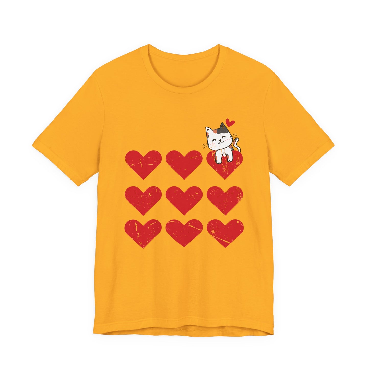 Cute Cat on Hearts T-Shirt – Adorable Kitty with Heart Thought Bubble Graphic Tee