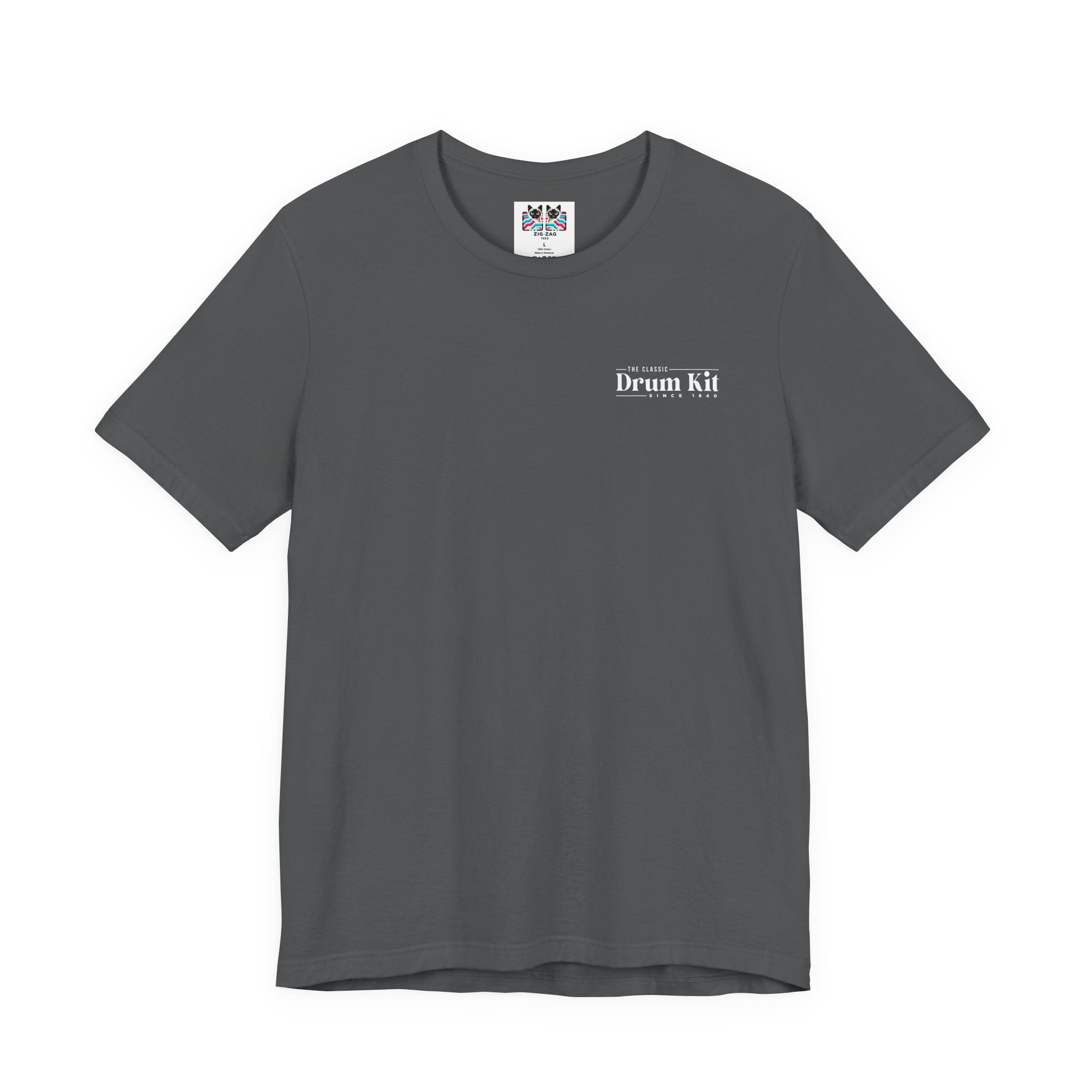 The Classic Drum Kit T-Shirt – Vintage Design with Bold Music Stats & Warning