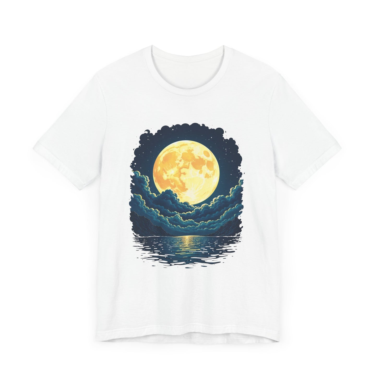 Full Moon Over Water T-Shirt – Night Sky and Clouds Graphic Tee