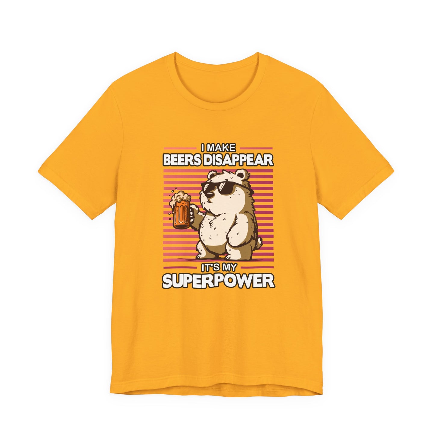 I Make Beers Disappear T-Shirt – Cool Bear With Sunglasses and Beer Funny Graphic Tee