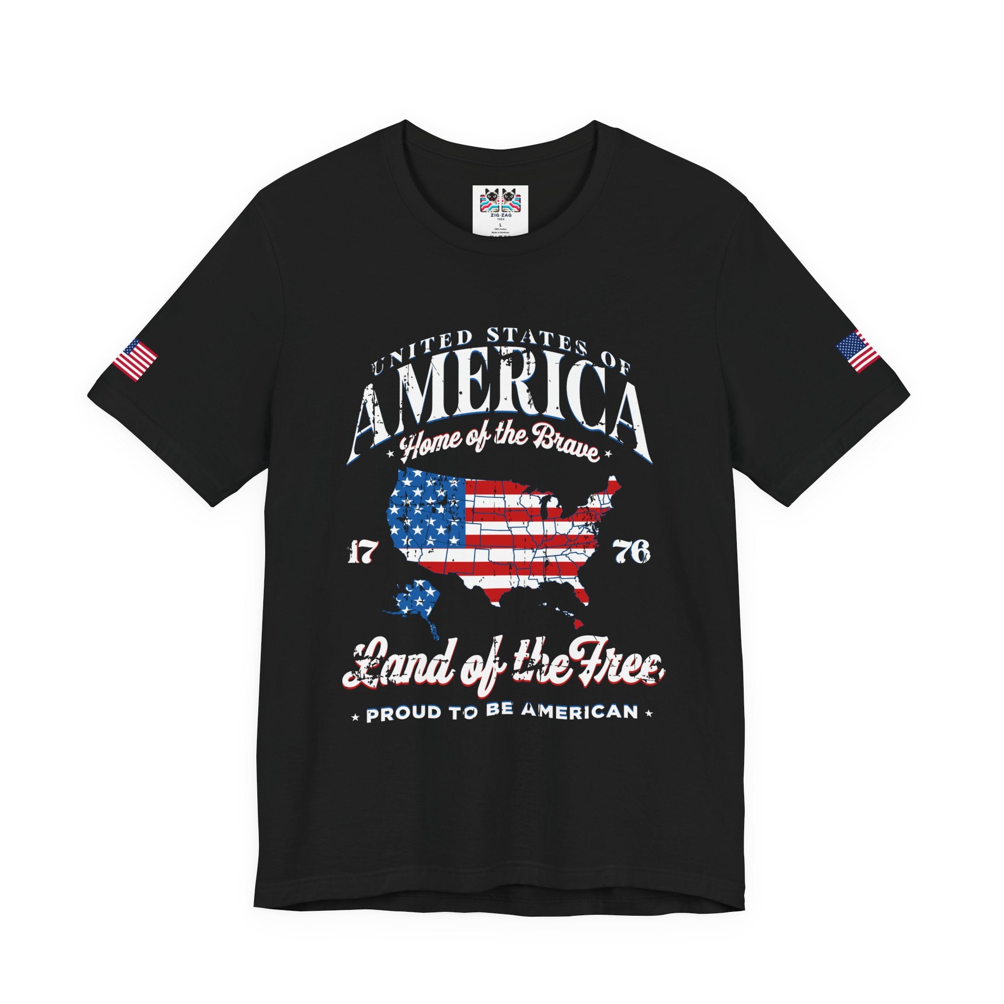America Home of the Brave T-Shirt – USA Map 1776 Vintage Patriotic Graphic Tee