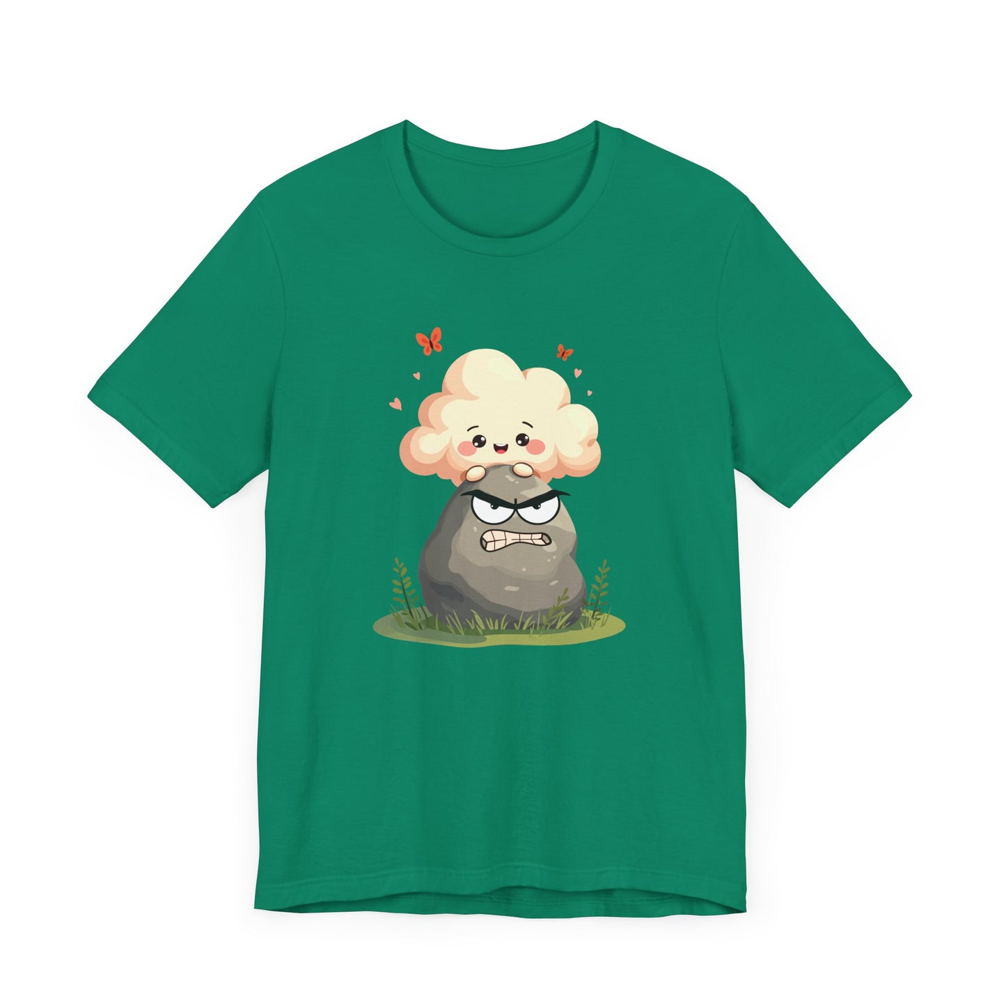Soft but Solid - Smiling Cloud vs. Angry Rock – Playful Nature Face-Off Graphic T-Shirt