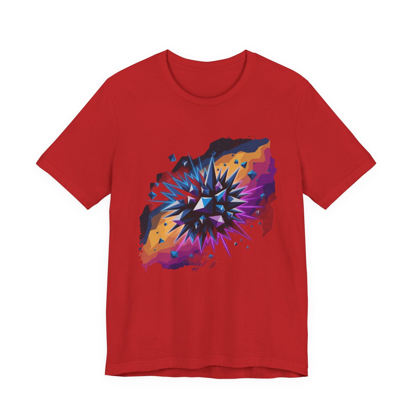 Polygon Burst – Colorful Polygon Explosion Graphic T-Shirt