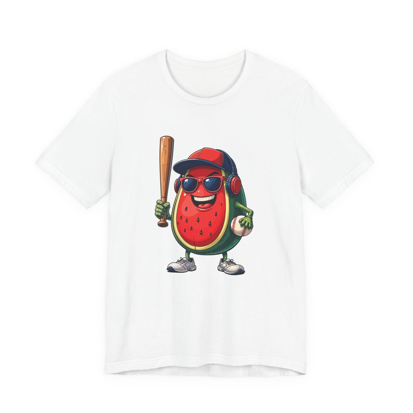 Happy Watermelon Baseball Mascot Tshirt Fun Sports Fruit Character Design