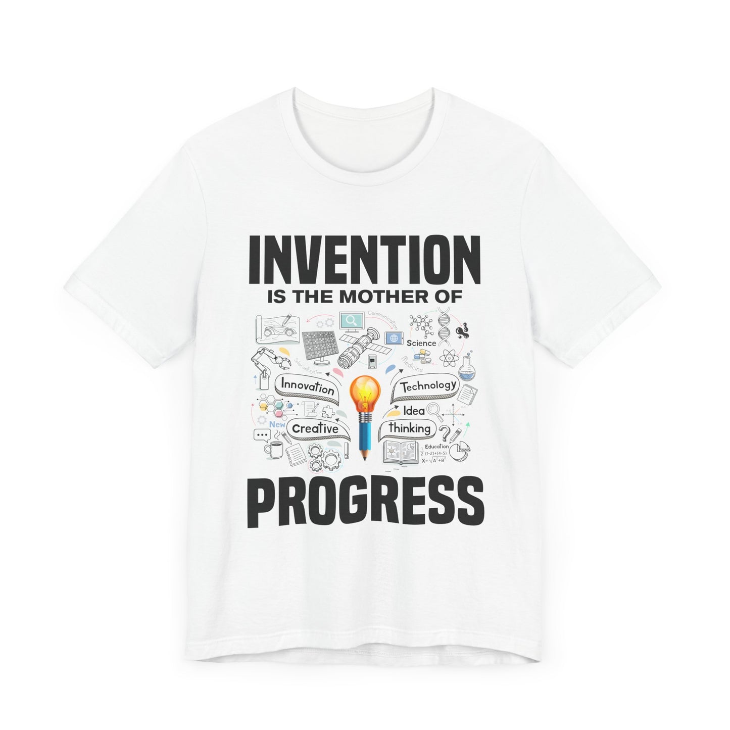 Invention is the Mother of Progress Tee, Innovation Quote Shirt, Science History Top, Progress Driven Graphic Tee, STEM Gift