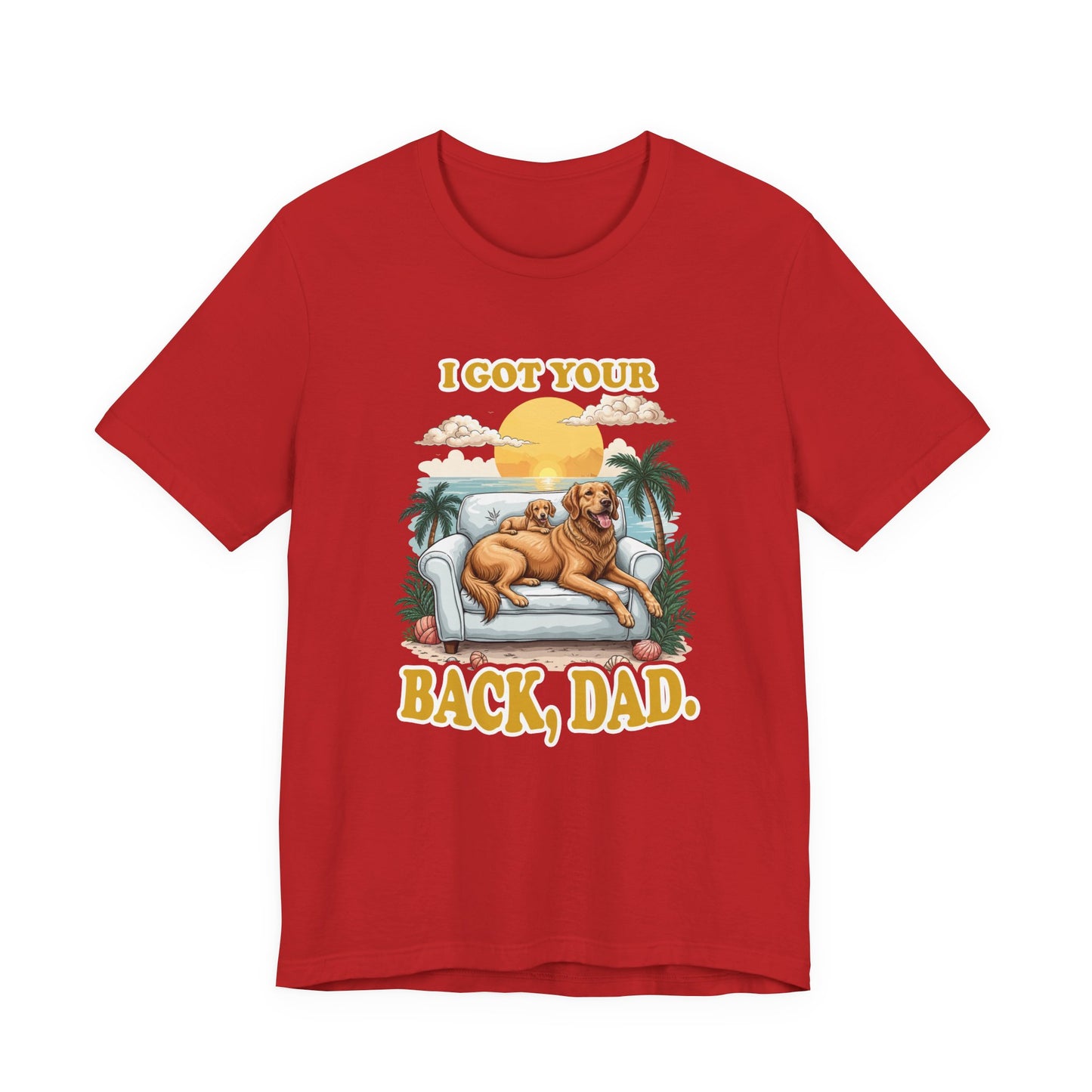 I Got Your Back Dad Tshirt Golden Retriever Father and Puppy on Couch Beach Sunset