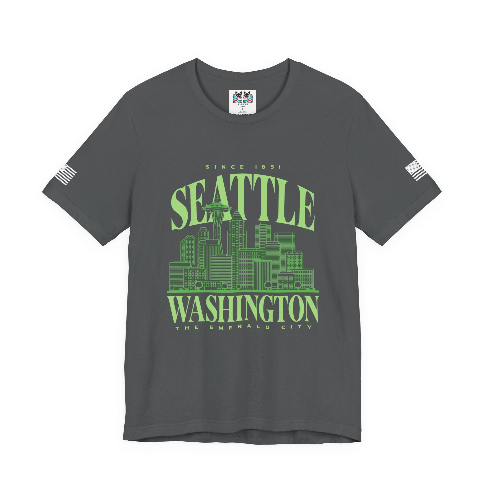Seattle Washington The Emerald City Since 1851 Skyline Graphic T-Shirt | Seattle Pride Tee | Pacific Northwest Shirt