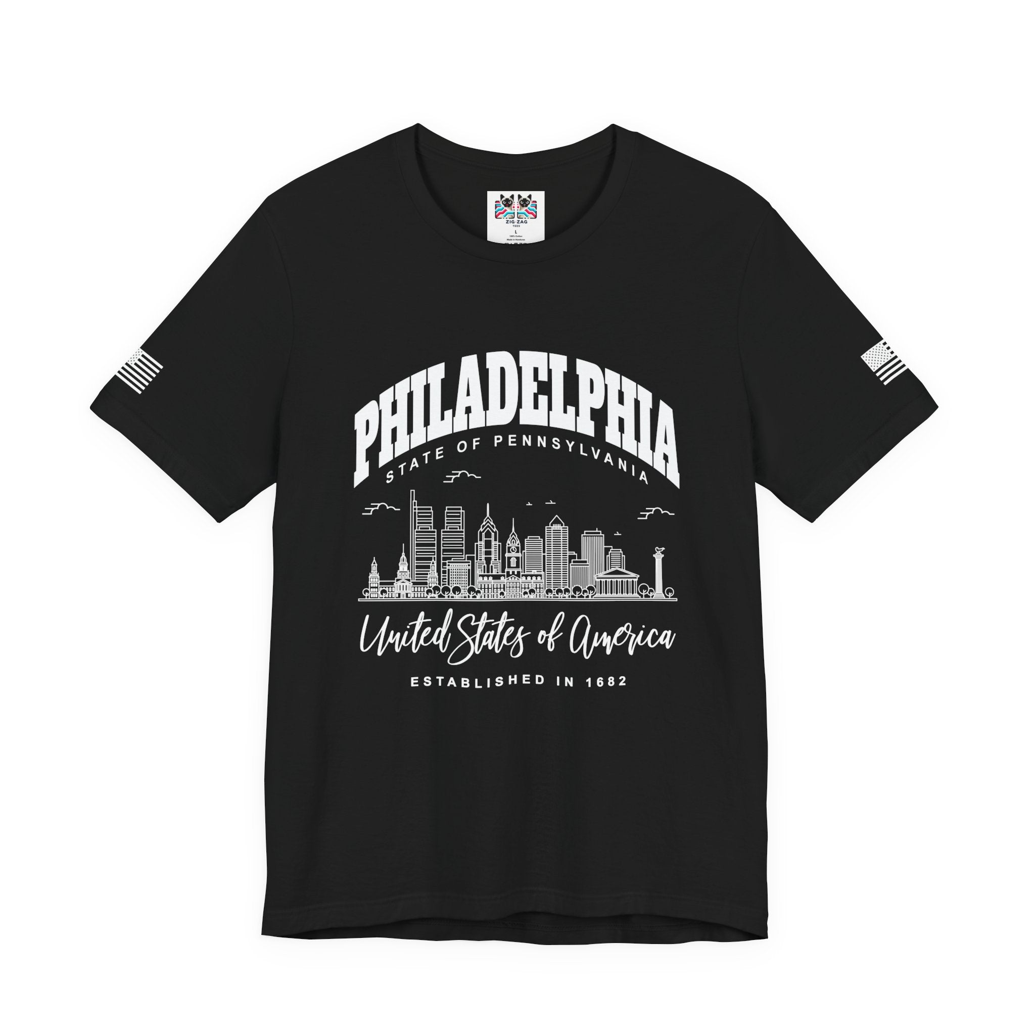 Philadelphia State of Pennsylvania T-Shirt – Skyline United States of America Established 1682 Graphic Tee