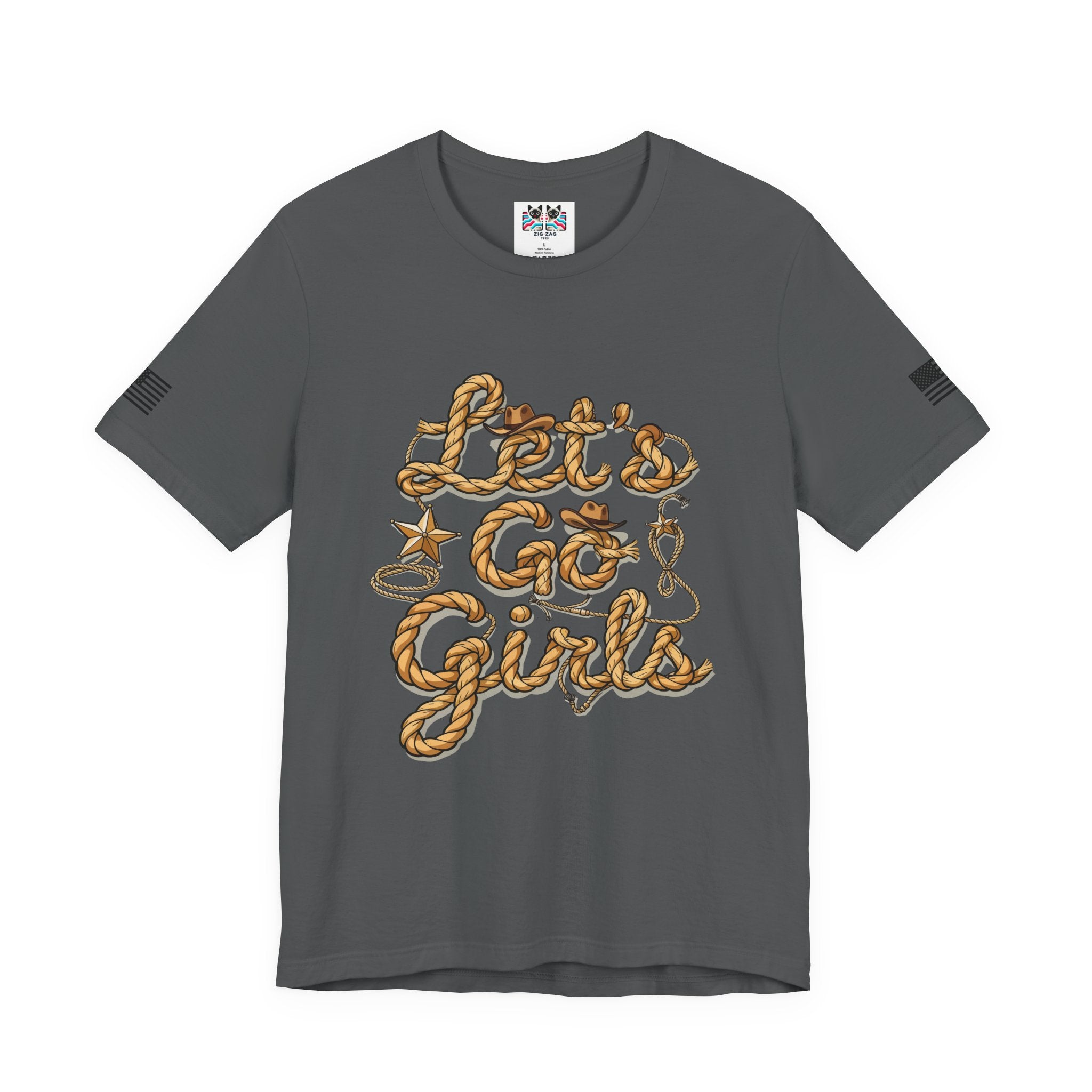 Let's Go Girls T-Shirt – Western Rope Lasso Typography Cowboy Hat Star Graphic Tee