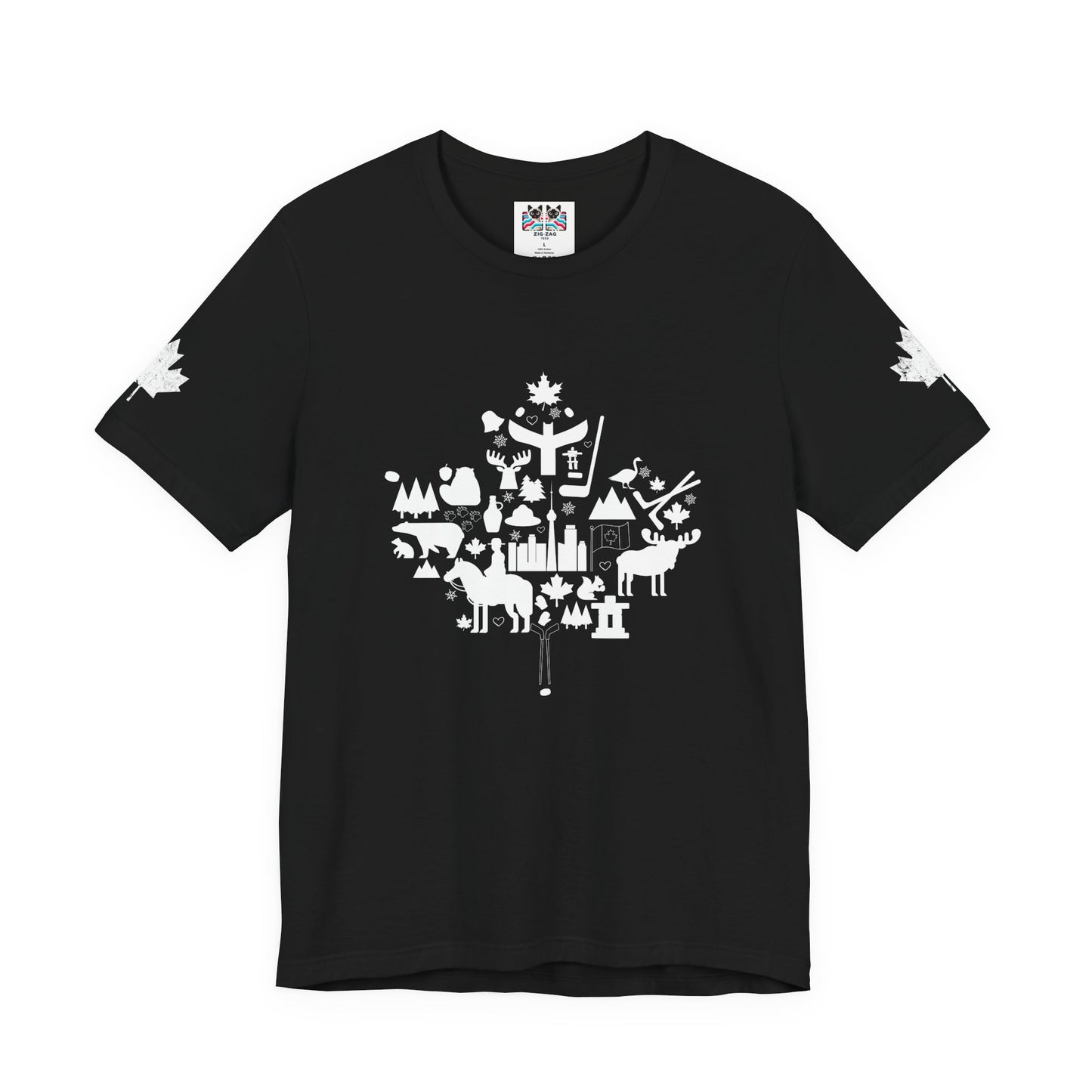 Canada Icons collage of iconic Canadian symbols Maple - White Print T-Shirt