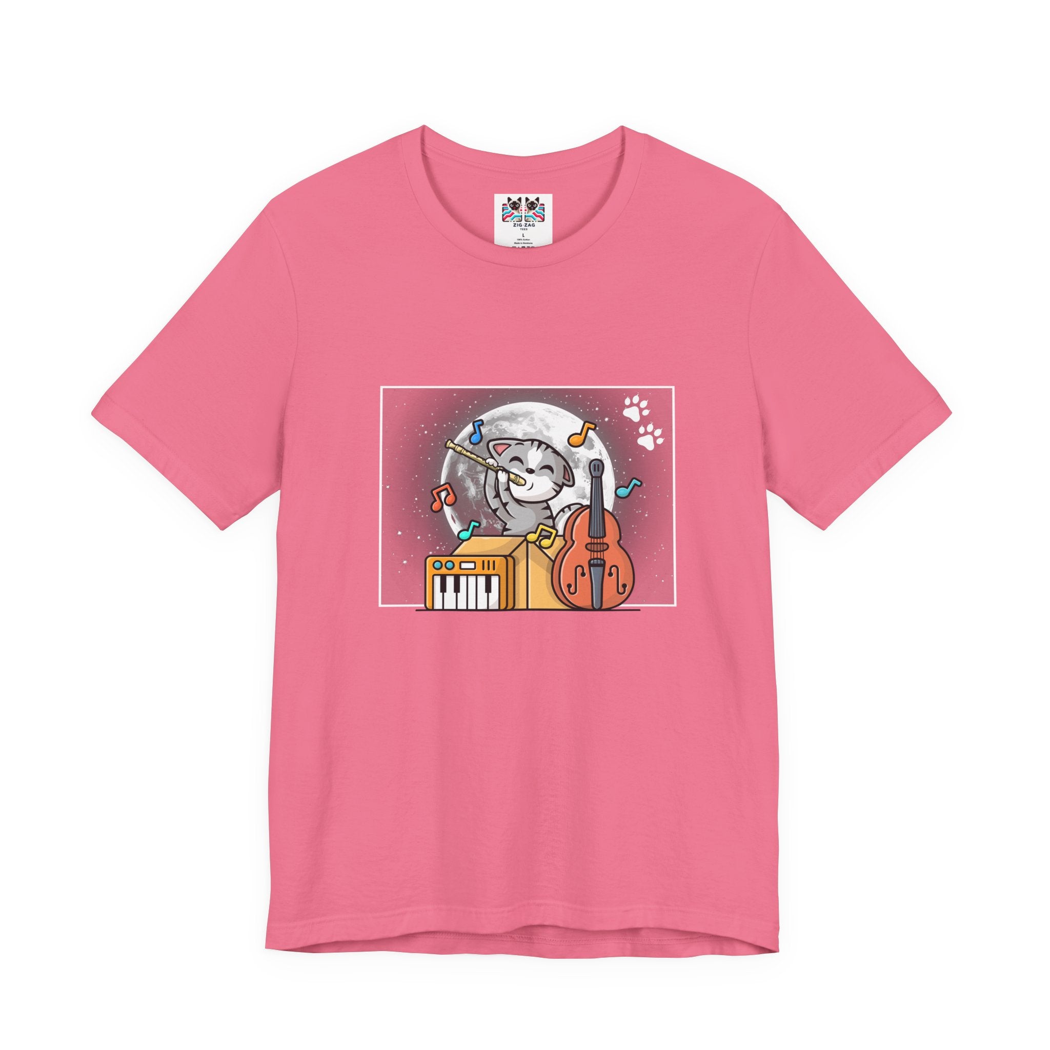 The Classic Flute Moonlight Cat Music T-Shirt
