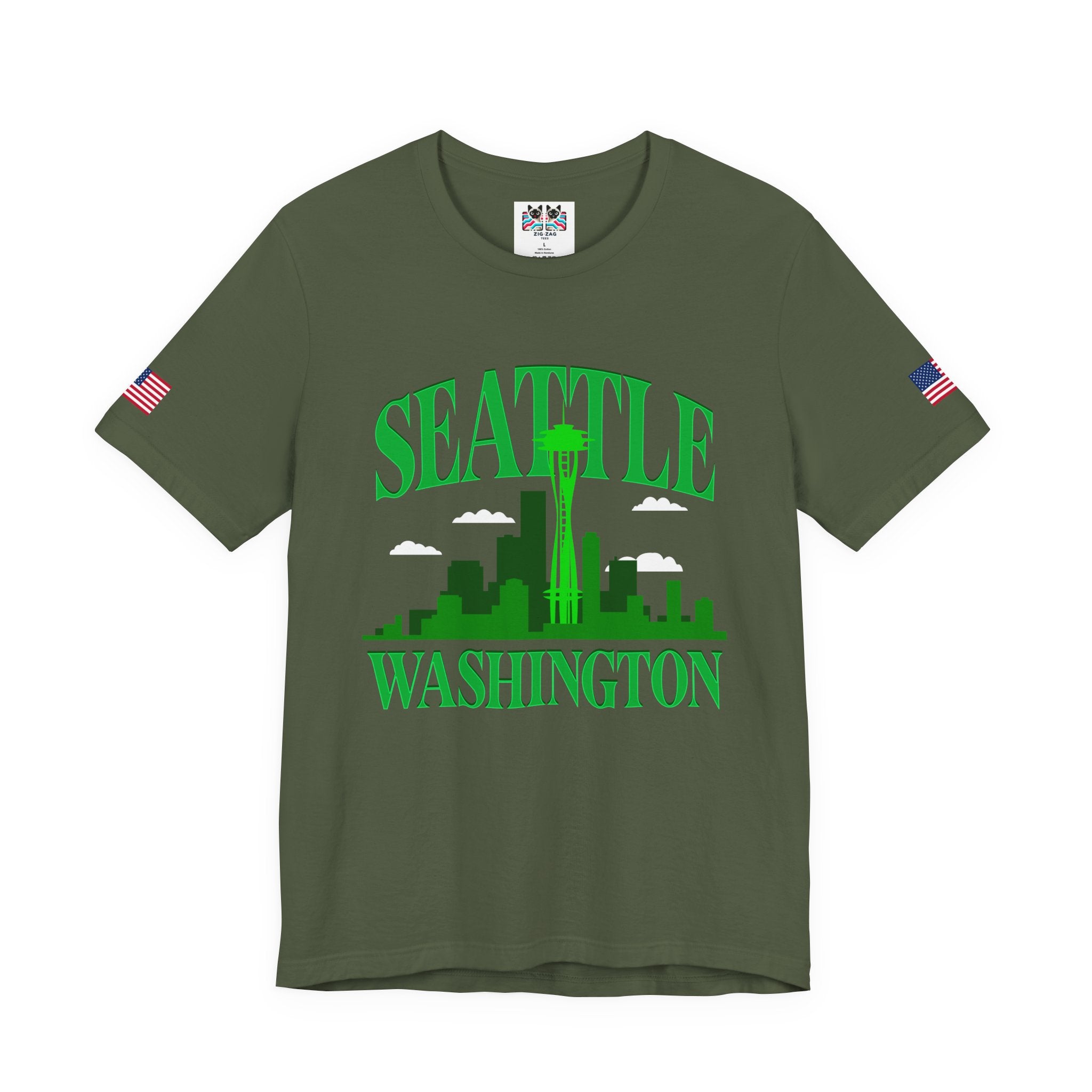 Seattle Washington Arch Space Needle Skyline Silhouette T-Shirt | Seattle Souvenir Tee | Emerald City Pride Shirt