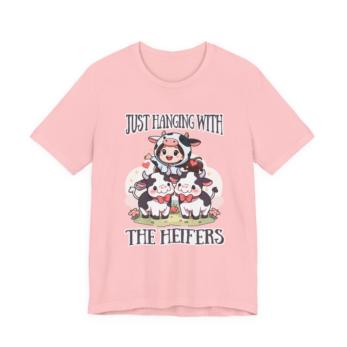 Just Hanging With the Heifers T Shirt – Kid Dressed as Cow with Two Hugging Cows