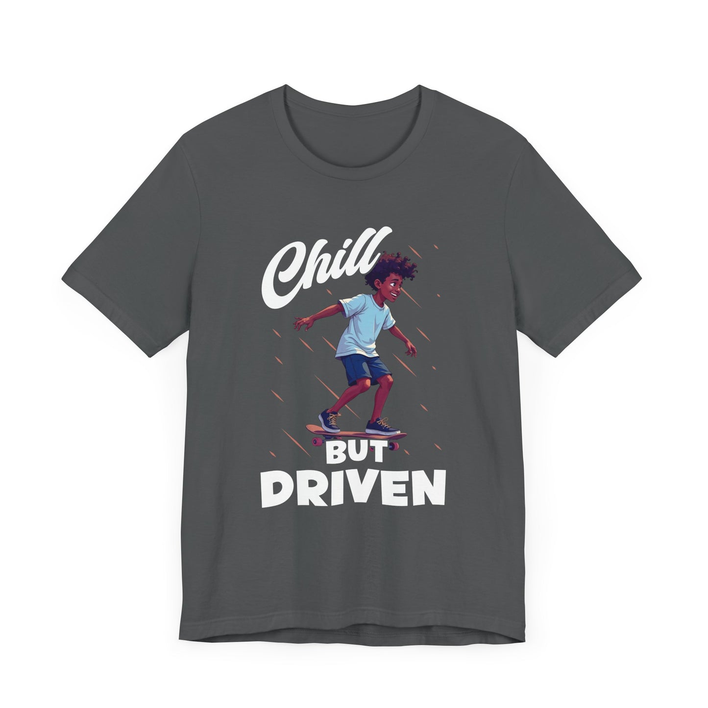 Chill but Driven – Happy Boy on Skateboard Graphic T-Shirt