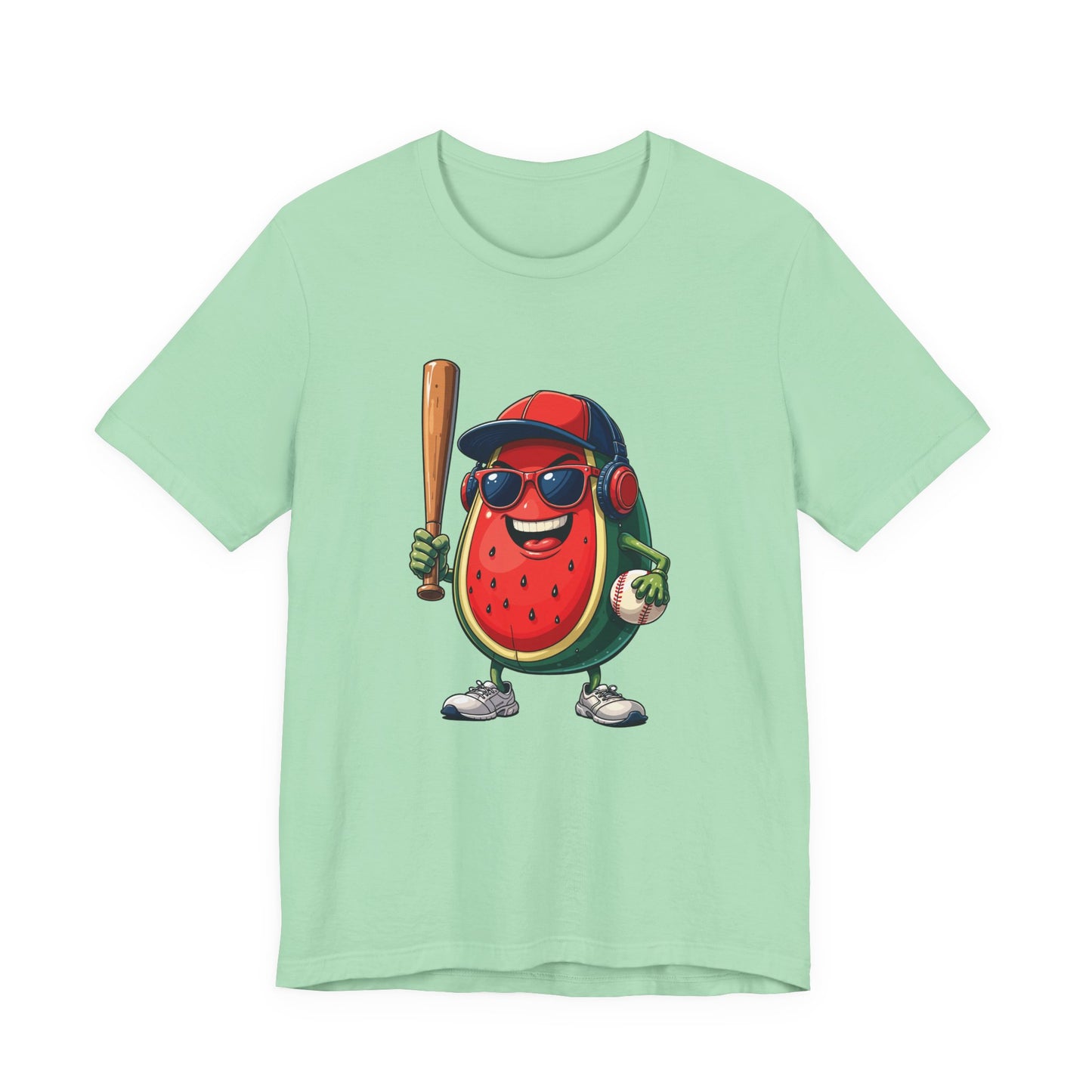 Happy Watermelon Baseball Mascot Tshirt Fun Sports Fruit Character Design
