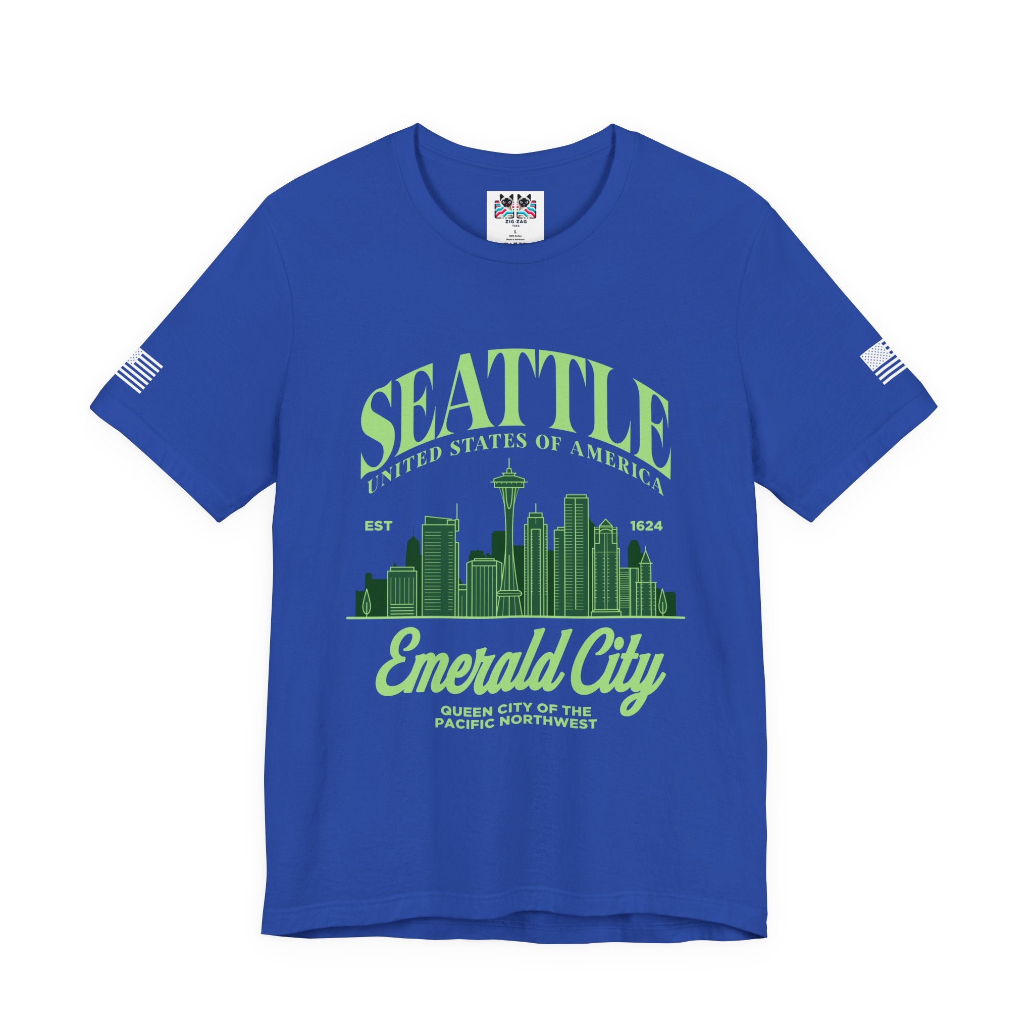 Seattle Emerald City Skyline T-Shirt | United States of America EST 1624 Pacific Northwest Graphic Tee