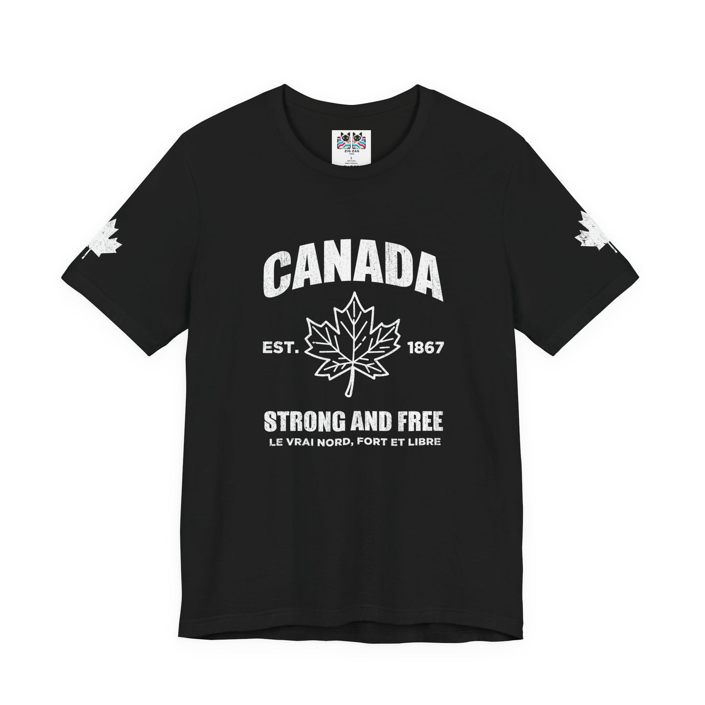 Canada Strong and Free Maple Heritage - White Print T-Shirt
