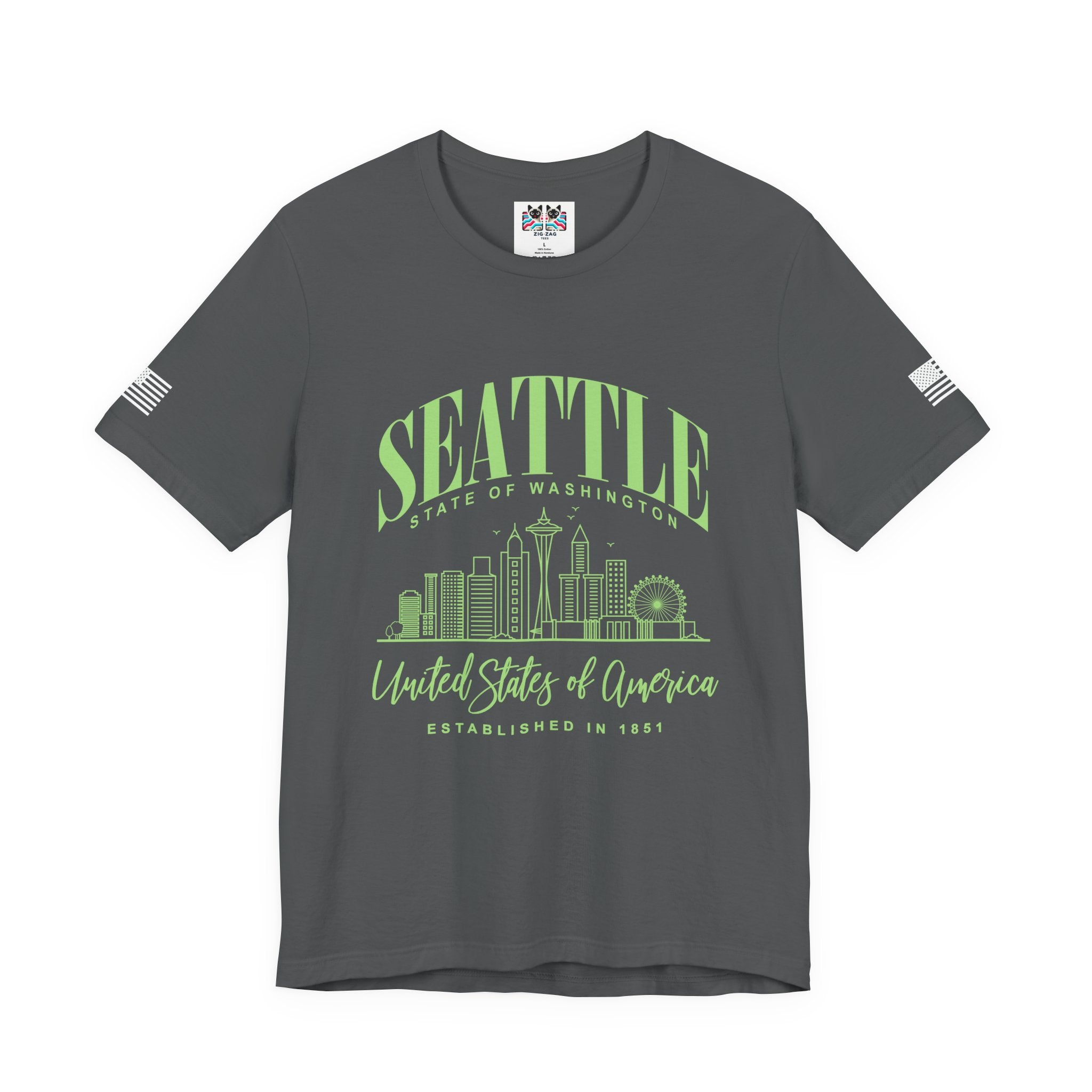 Seattle State of Washington Arch Skyline T-Shirt | United States of America EST 1851 Tee | Evergreen State Shirt