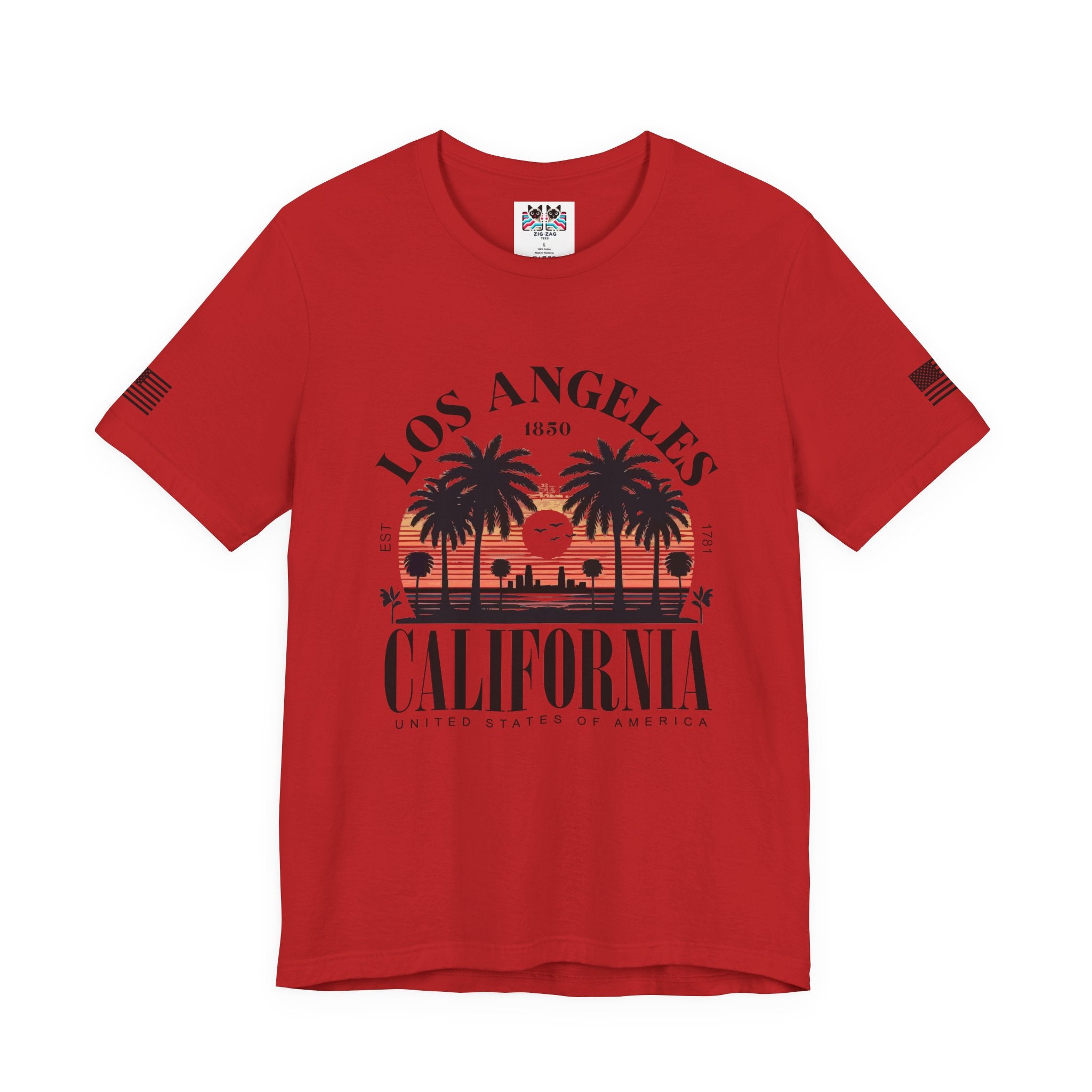 Los Angeles California Santa Monica Pier T-Shirt – Sunset Palm Tree Beach Graphic Tee