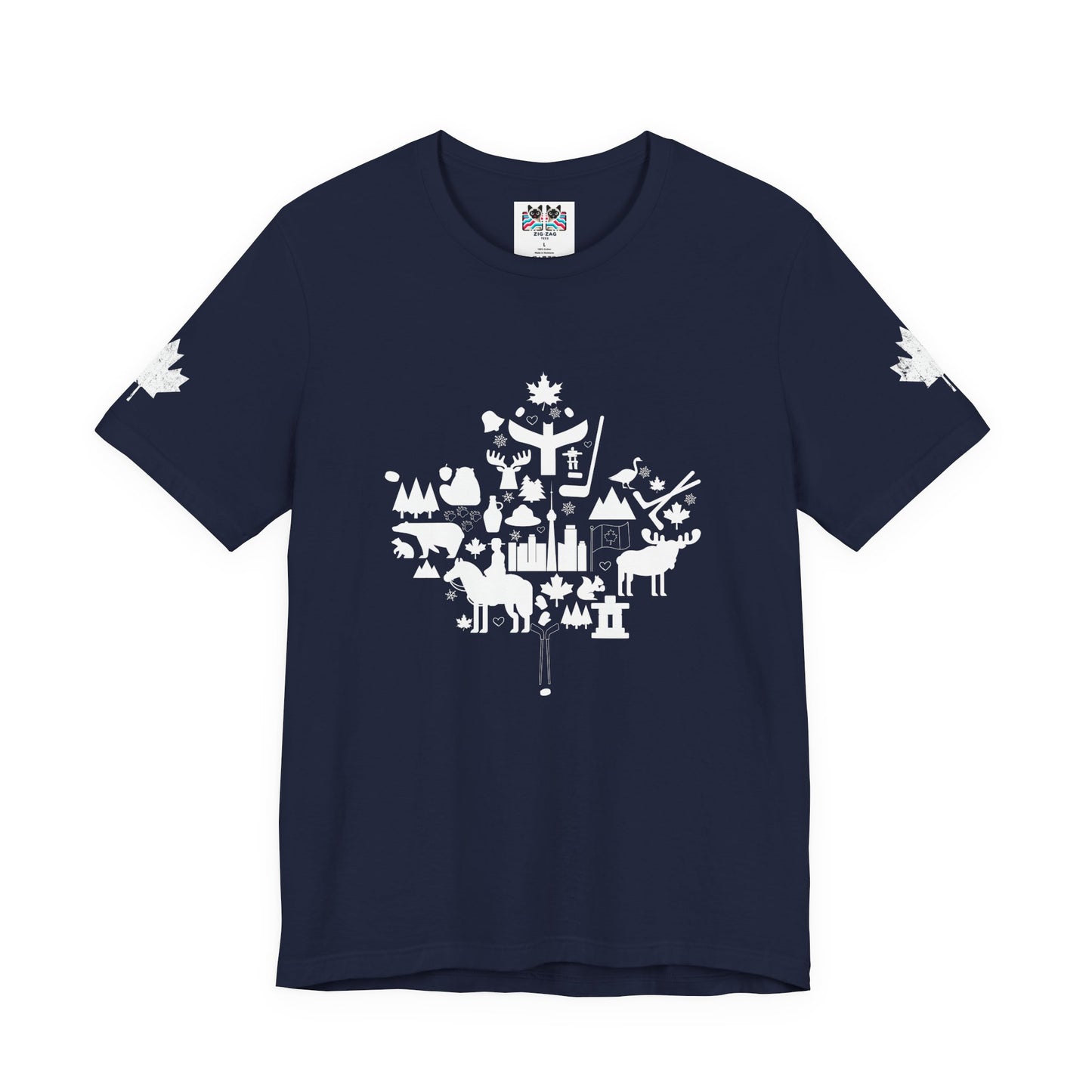 Canada Icons collage of iconic Canadian symbols Maple - White Print T-Shirt
