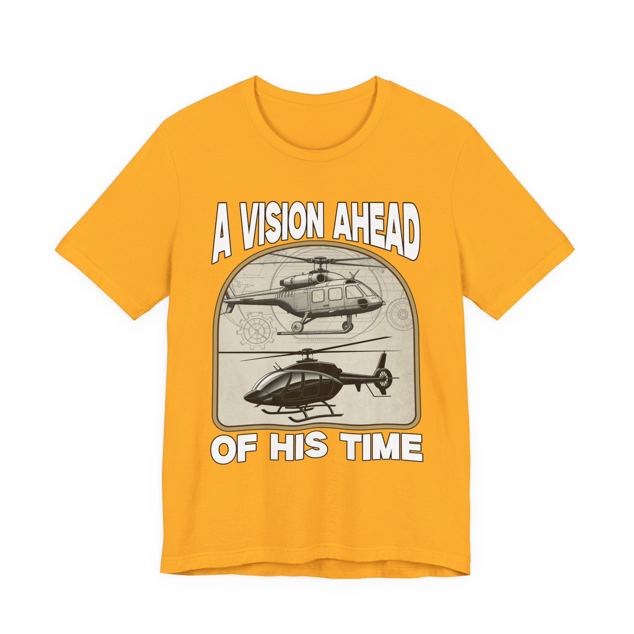 A Vision Ahead of His Time Tshirt – Da Vinci’s Helicopter and Modern Chopper Graphic