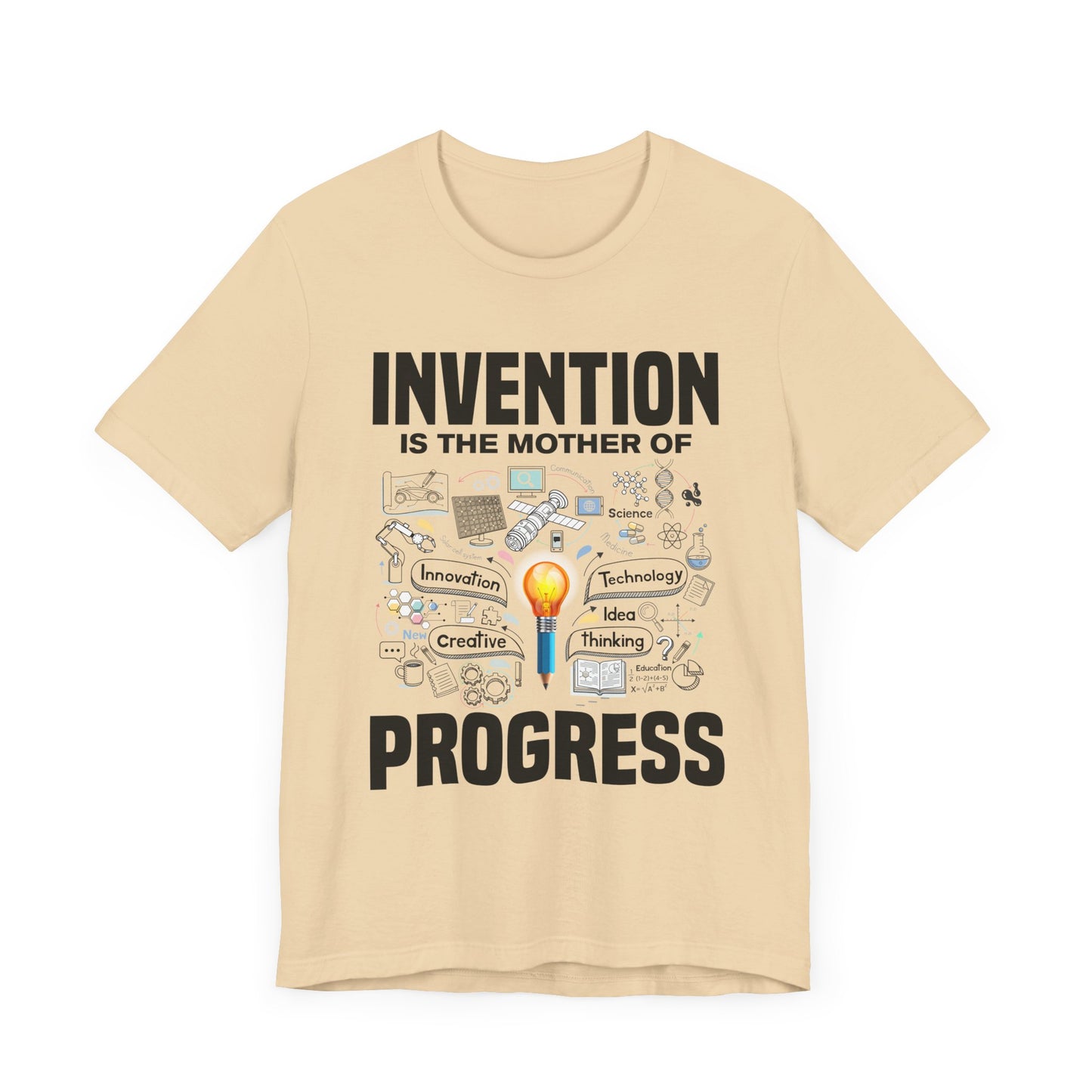 Invention is the Mother of Progress Tee, Innovation Quote Shirt, Science History Top, Progress Driven Graphic Tee, STEM Gift
