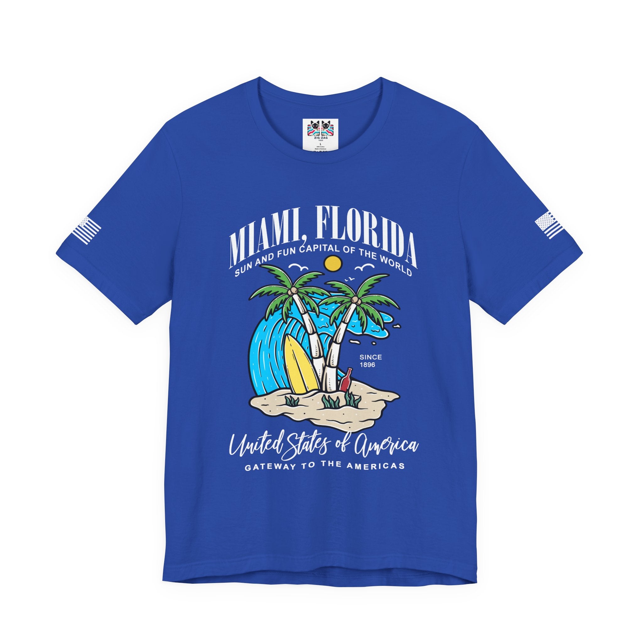Miami Florida Sun and Fun Capital T-Shirt – Since 1896 Gateway to the Americas Beach Surfboard Tee
