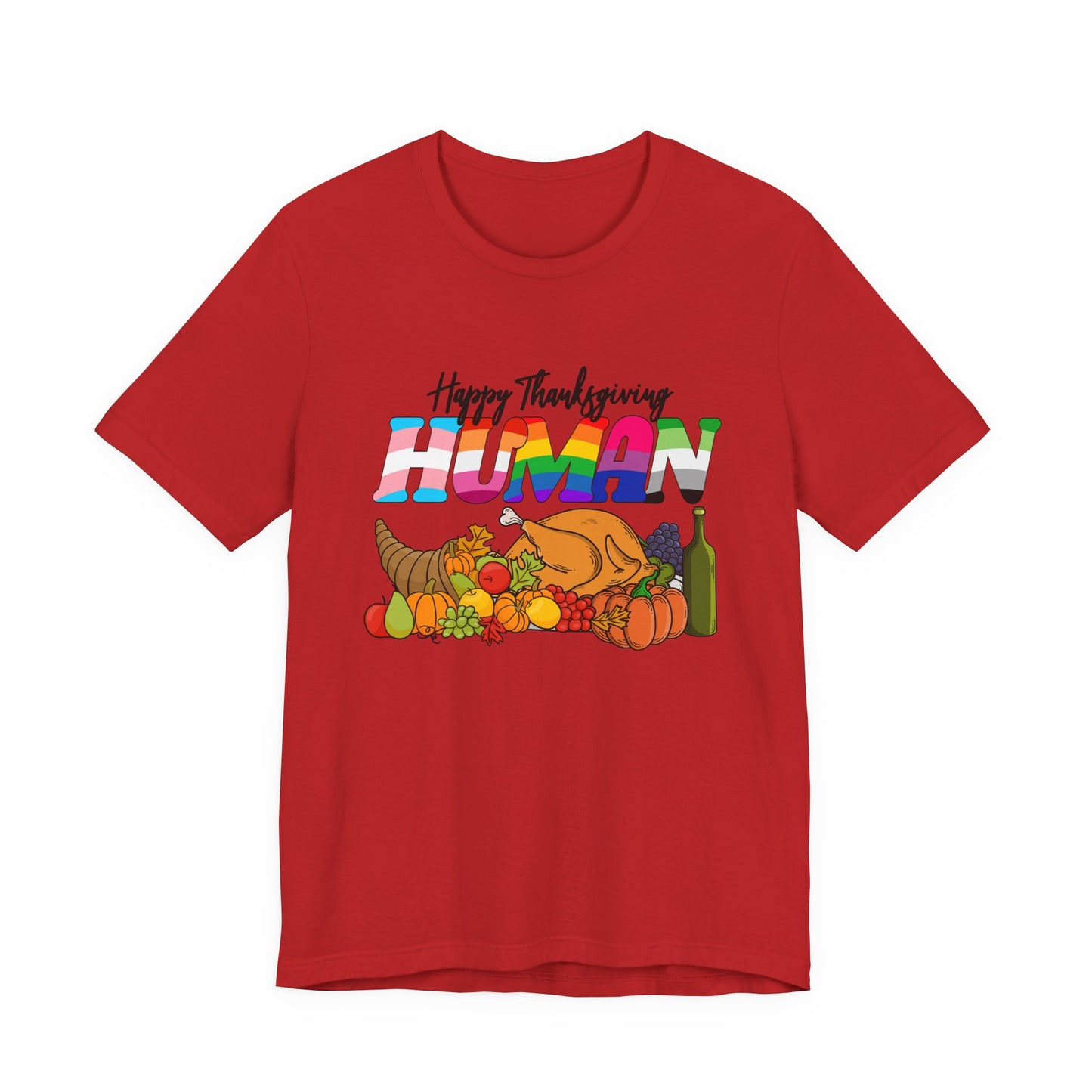 Happy Thanksgiving Human Gradient Text T-Shirt