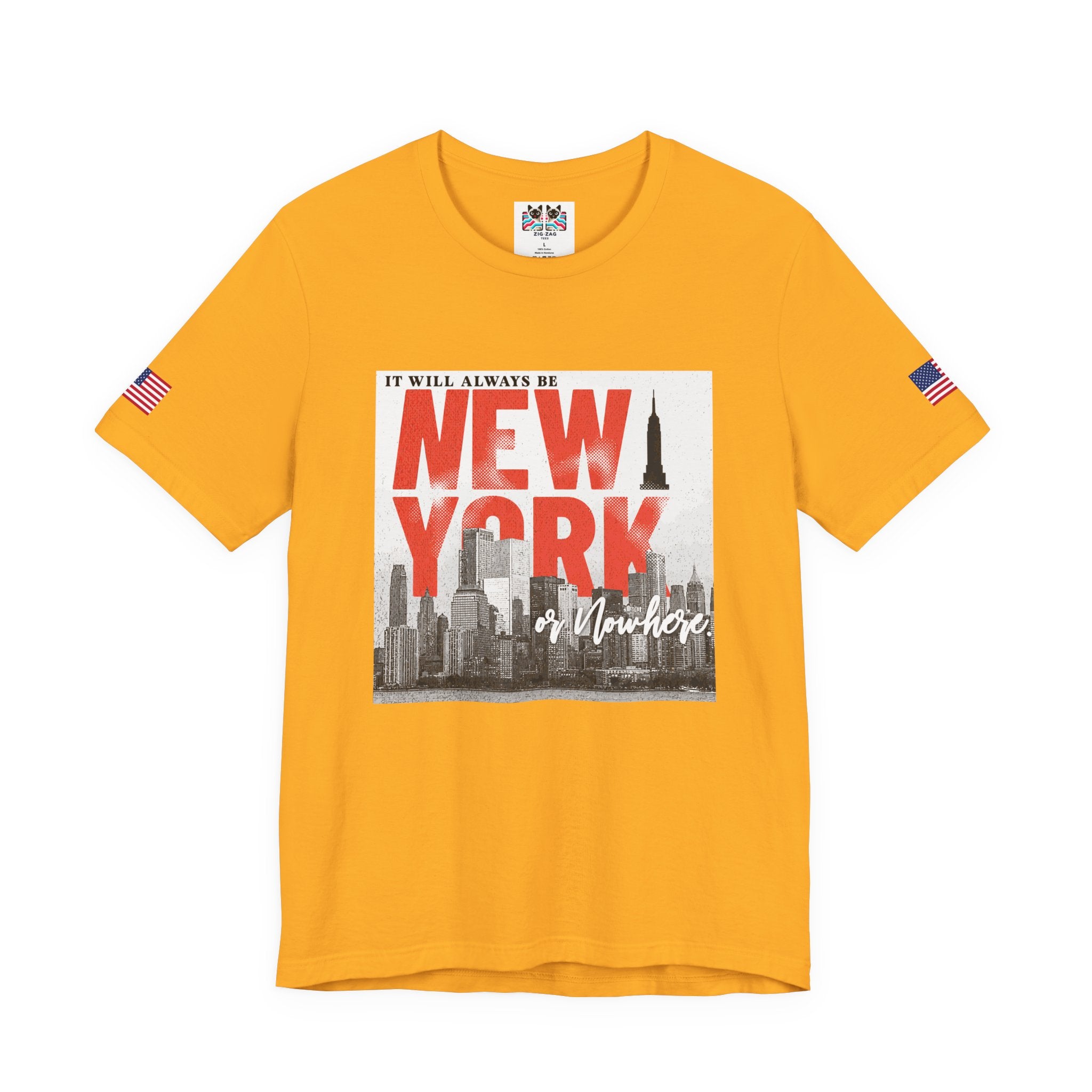It Will Always Be New York T-Shirt - Red & White NYC Skyline Statement Design