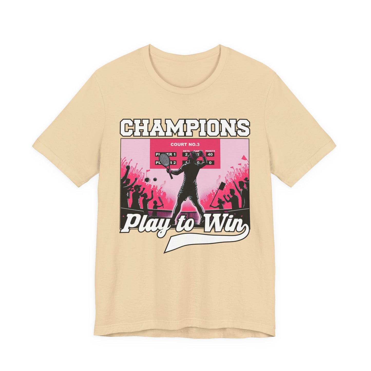 Champions Play to Win – Tennis Victory Celebration Graphic T-Shirt