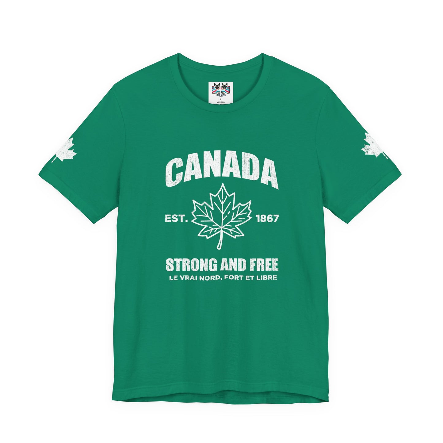 Canada Strong and Free Maple Heritage - White Print T-Shirt