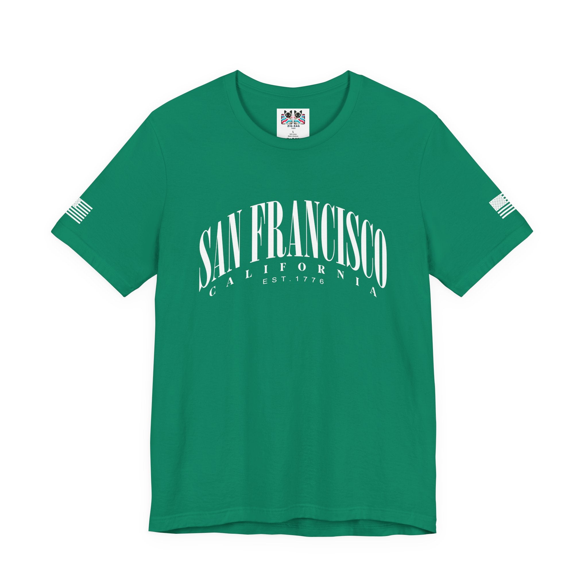 San Francisco California EST 1776 T-Shirt – Arched Varsity Style Typography Tee