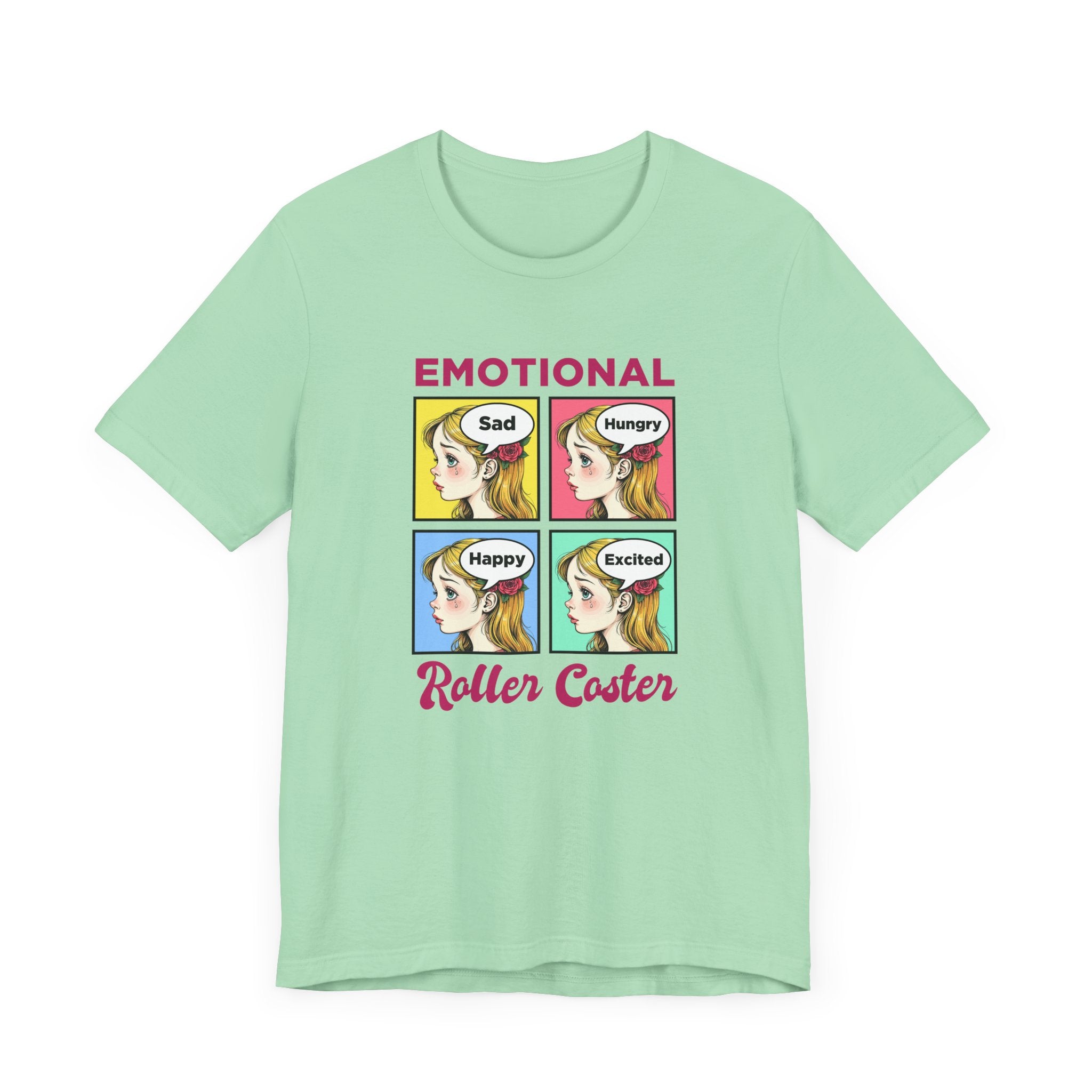 Emotional Roller Coaster – Four Faces, One Journey Graphic T-Shirt