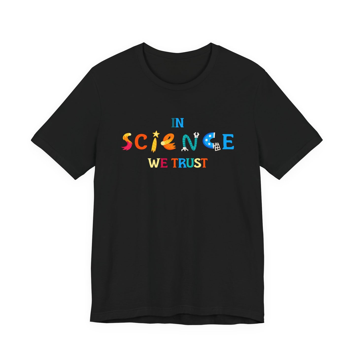 In Science We Trust T-Shirt – Lab Equipment Graphic STEM Lover Tee