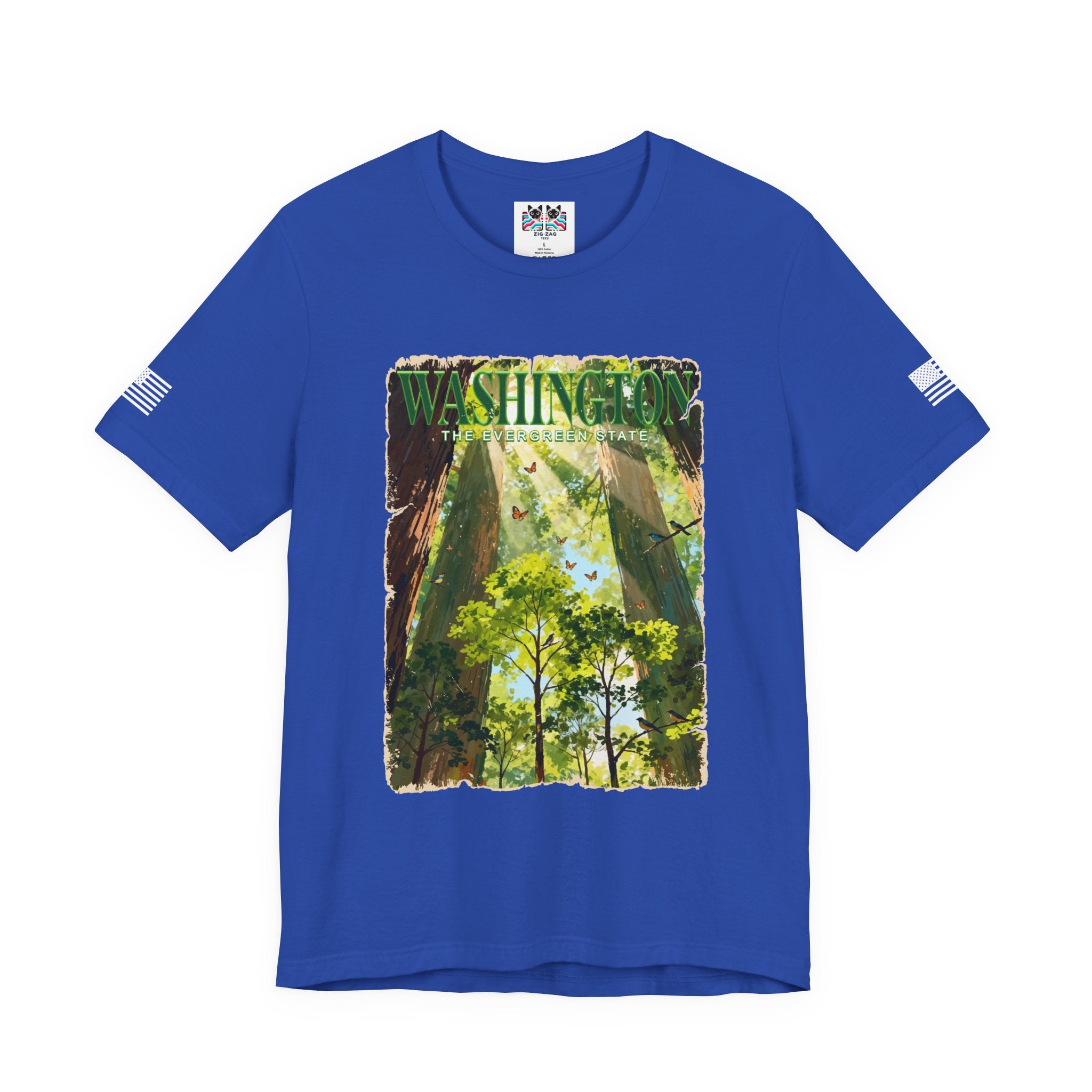 Washington The Evergreen State Forest Poster Style T-Shirt | Pacific Northwest Nature Graphic Tee | Washington Souvenir