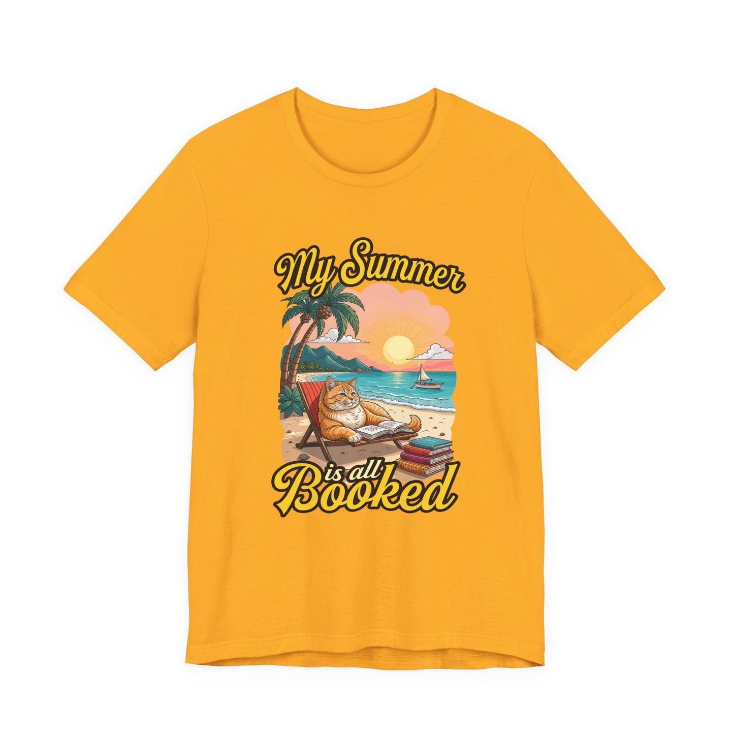 My Summer Is All Booked Tshirt Cat on Beach with books